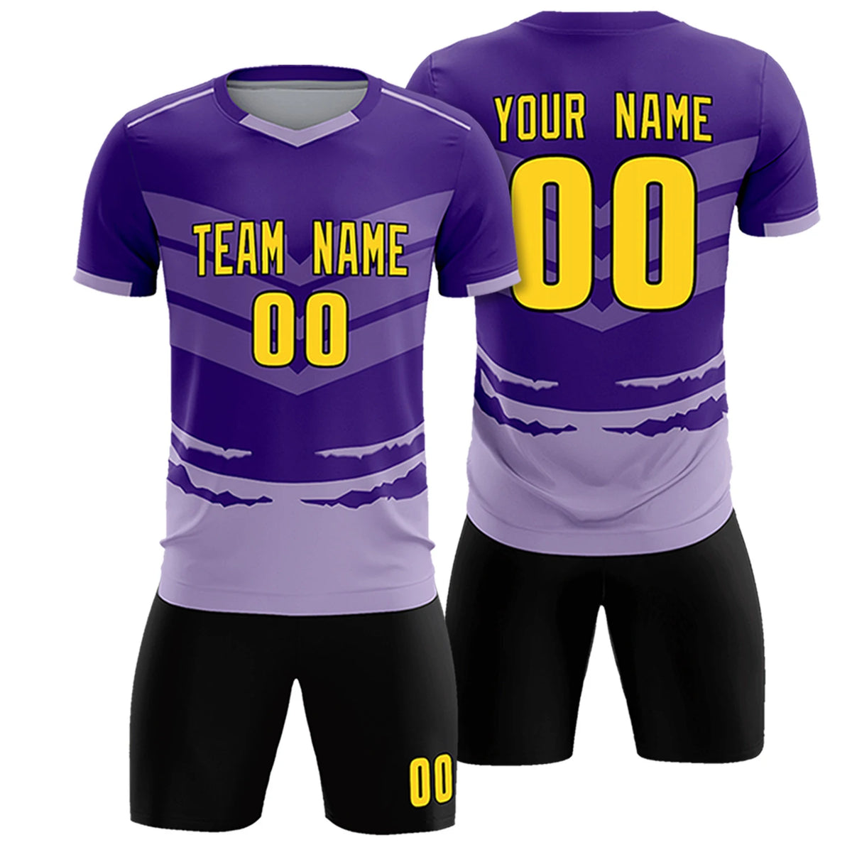 Custom Purple Light Purple Men Uniform Soccer Sets Jersey
