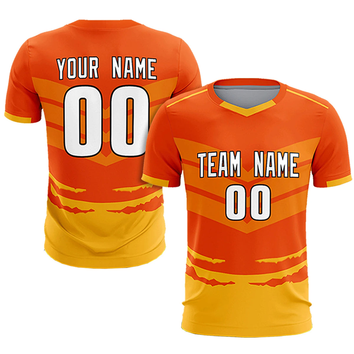 Custom Orange Yellow Men Uniform Soccer Sets Jersey