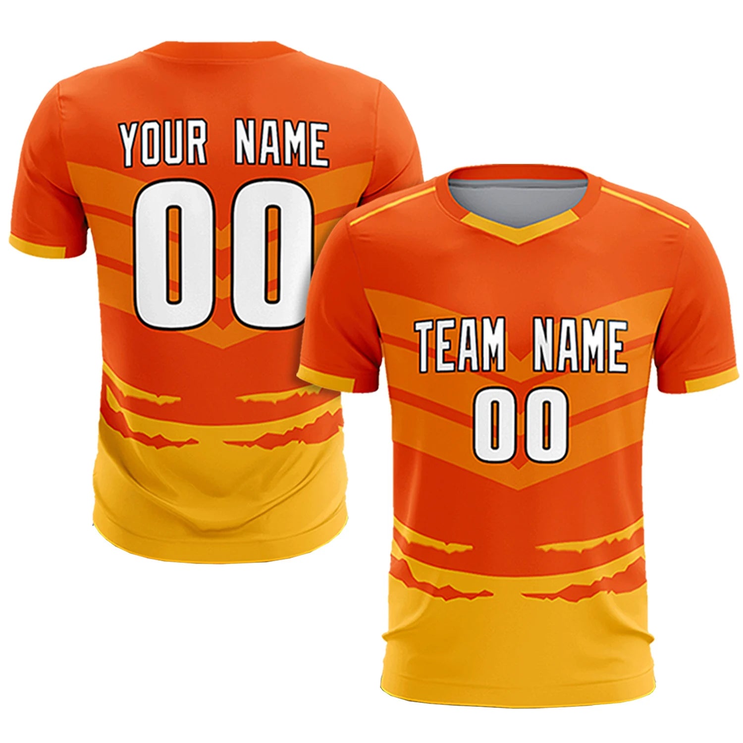 Custom Orange Yellow Men Uniform Soccer Sets Jersey