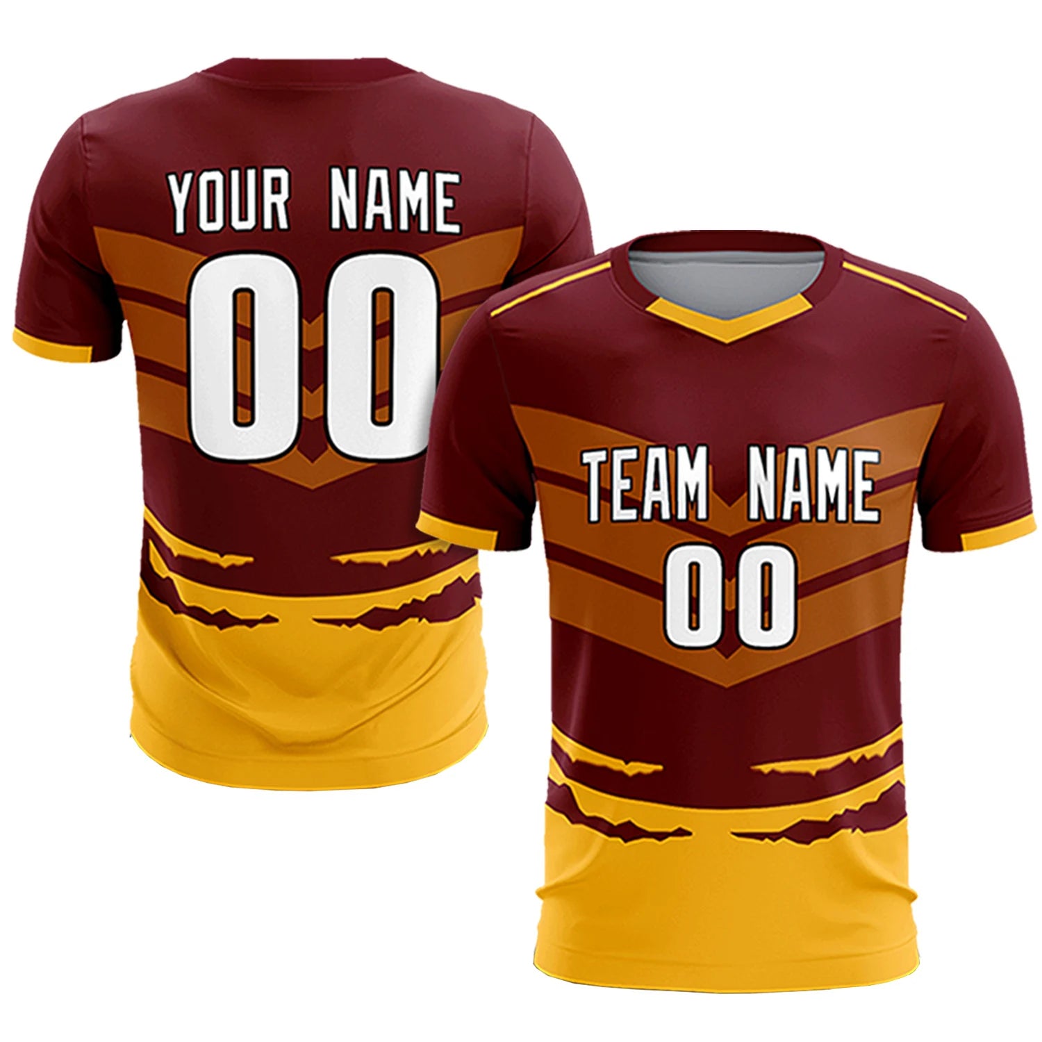 Custom Crimson Yellow Men Uniform Soccer Sets Jersey