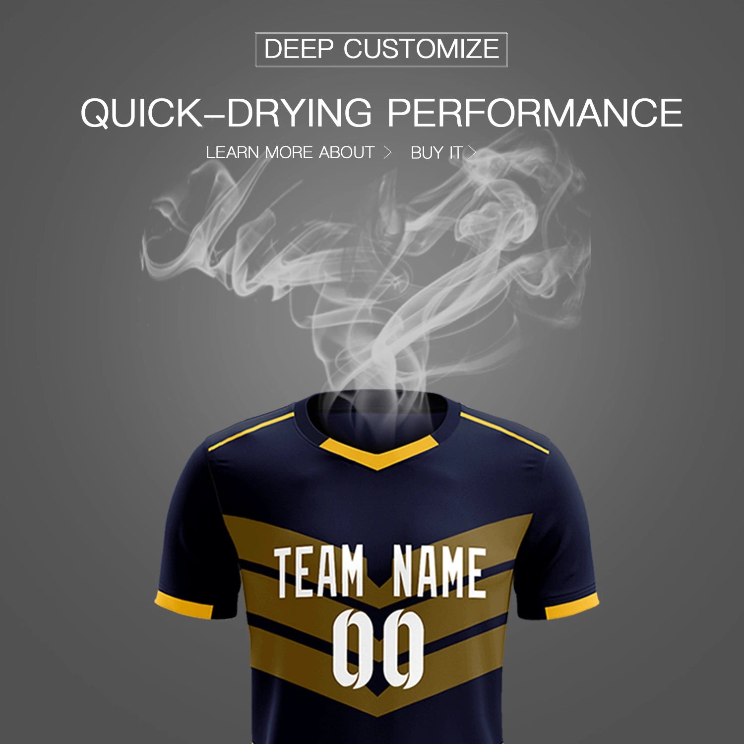 Custom Navy Yellow Men Uniform Soccer Sets Jersey