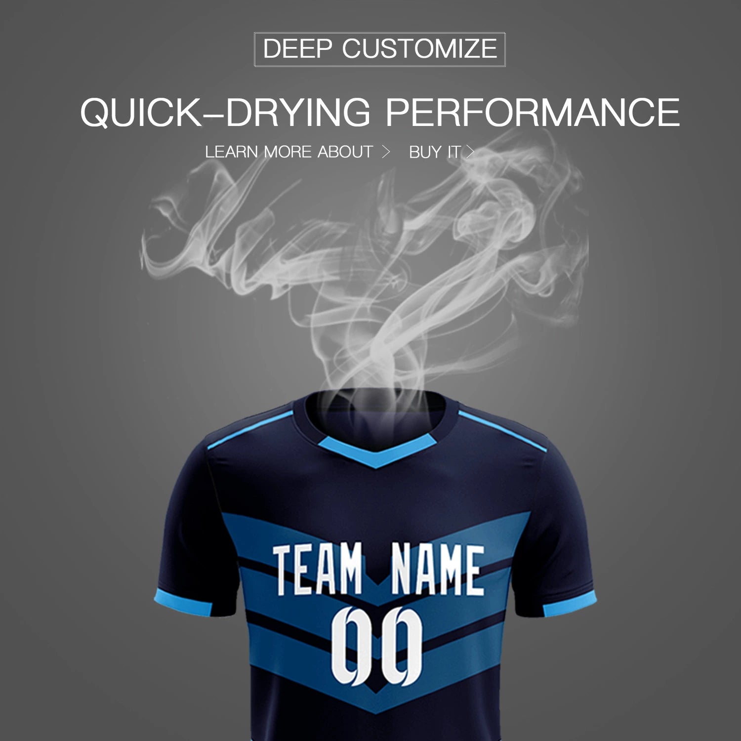 Custom Navy Powder Blue Men Uniform Soccer Sets Jersey