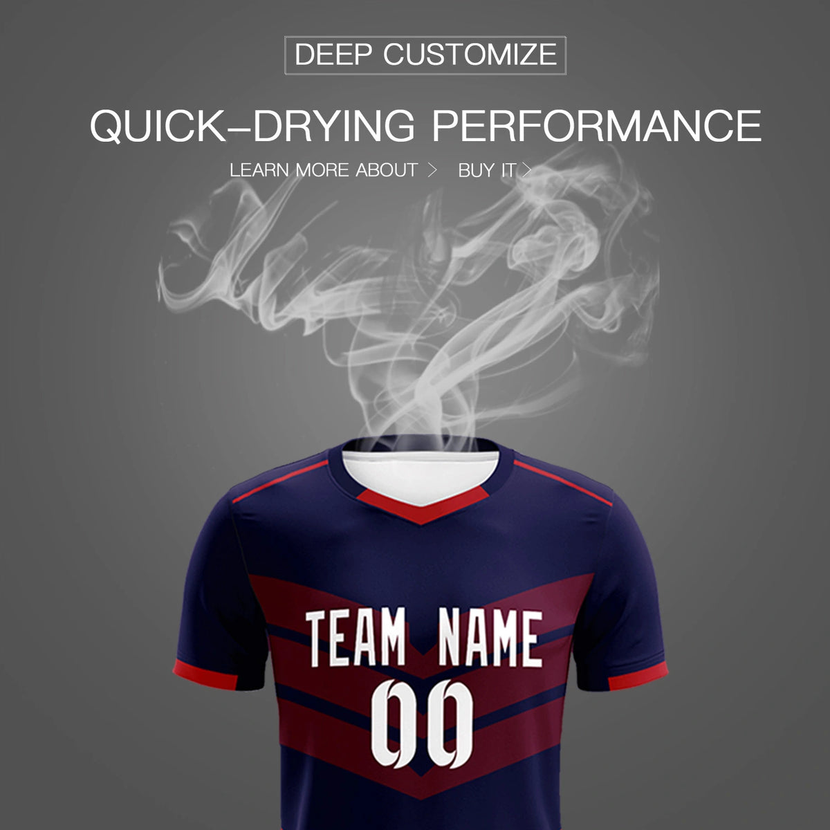 Custom Navy Red Men Uniform Soccer Sets Jersey