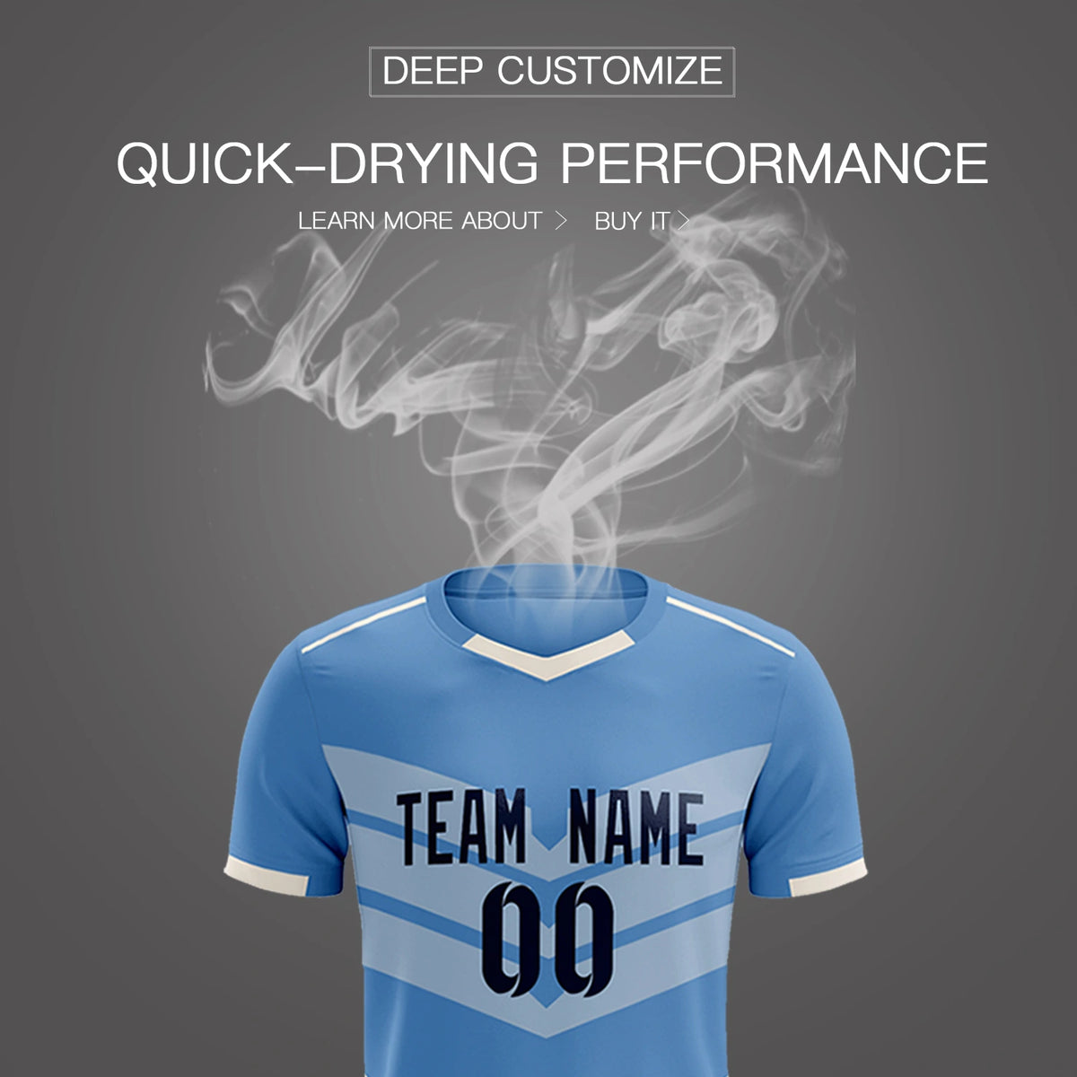 Custom Light Blue Cream Men Uniform Soccer Sets Jersey