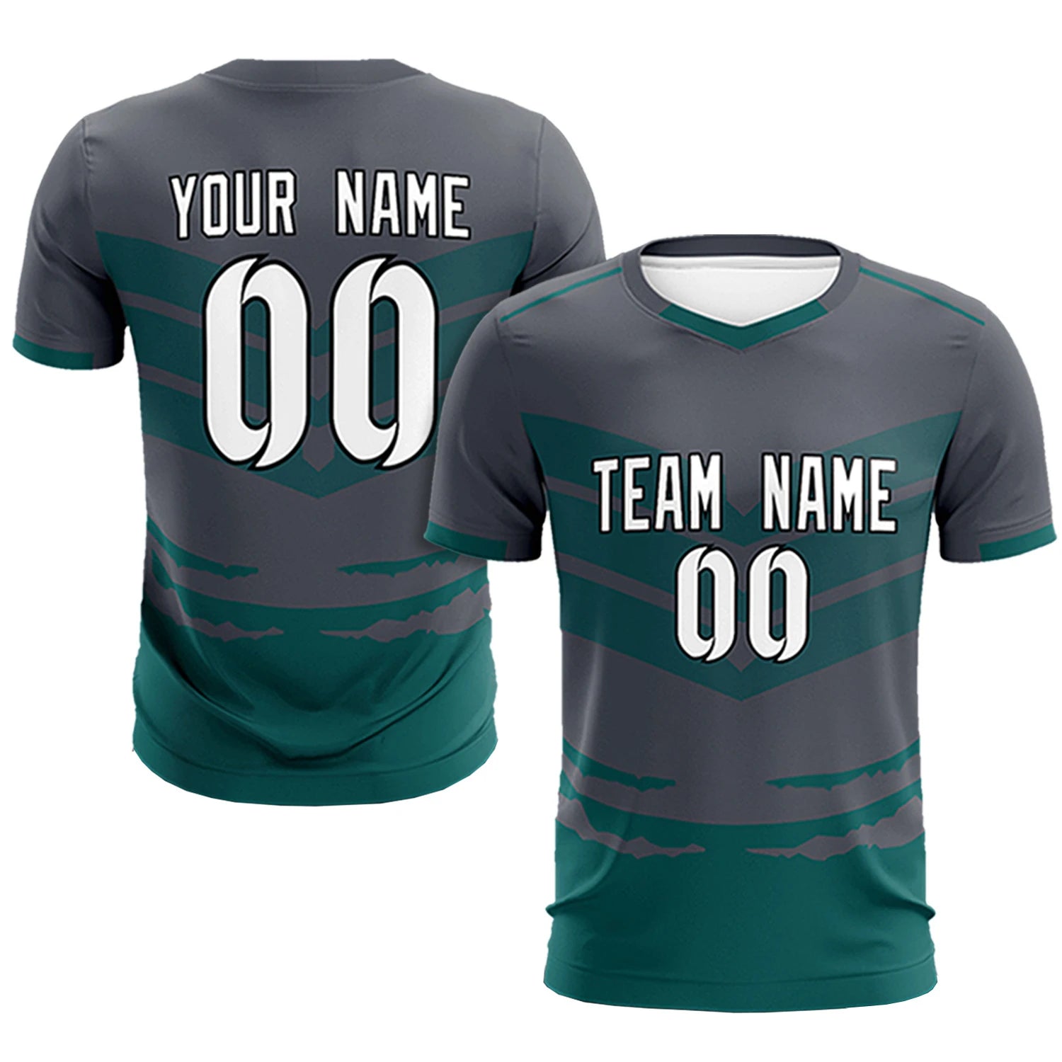 Custom Dark Gray Midnight Green Men Uniform Soccer Sets Jersey