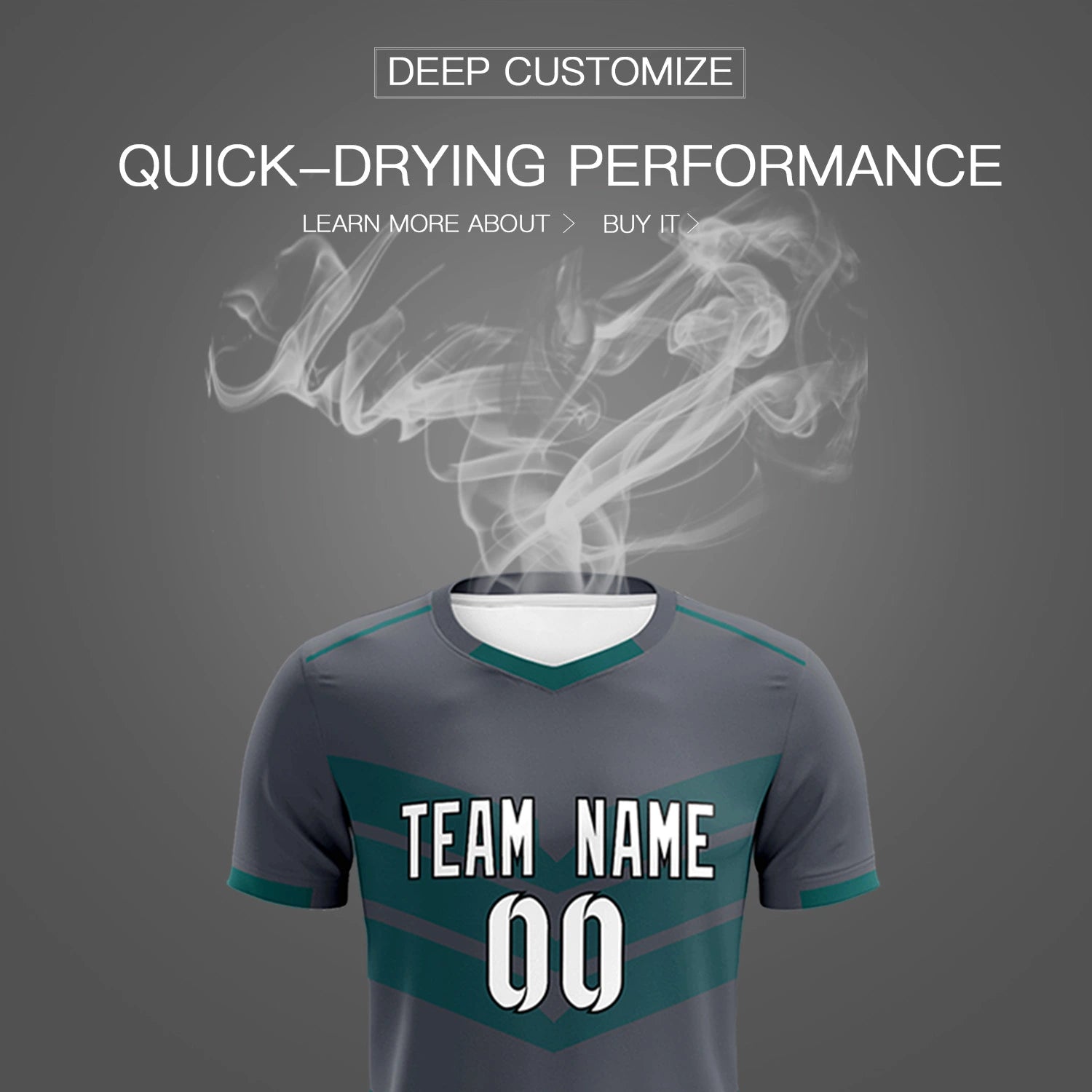 Custom Dark Gray Midnight Green Men Uniform Soccer Sets Jersey