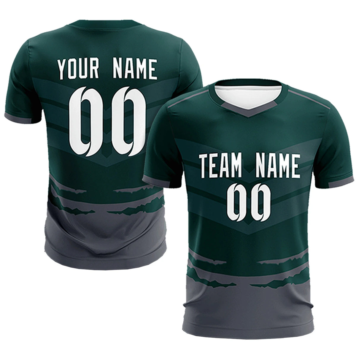 Custom Midnight Green Dark Gray Men Uniform Soccer Sets Jersey