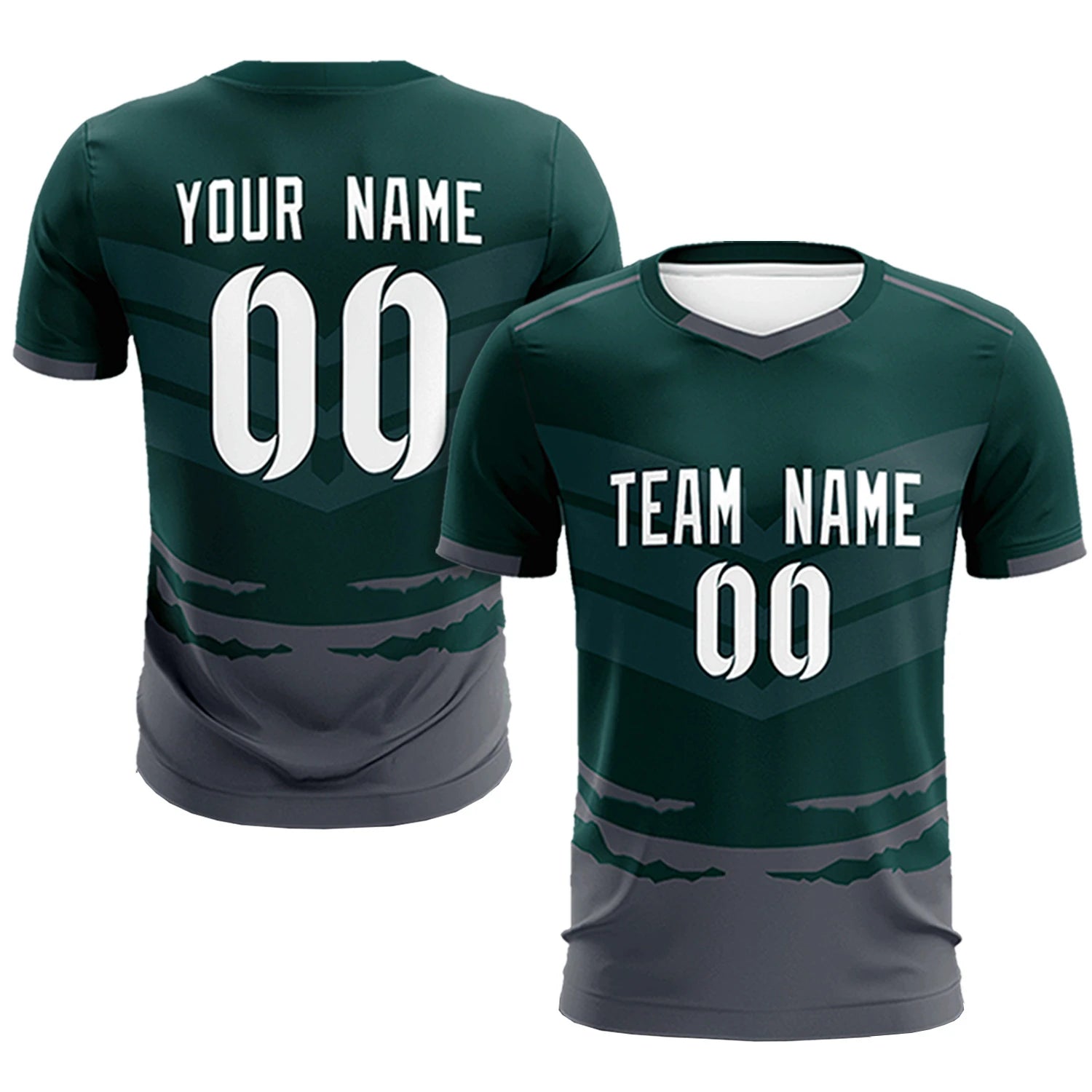 Custom Midnight Green Dark Gray Men Uniform Soccer Sets Jersey