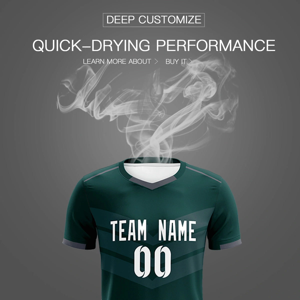 Custom Midnight Green Dark Gray Men Uniform Soccer Sets Jersey