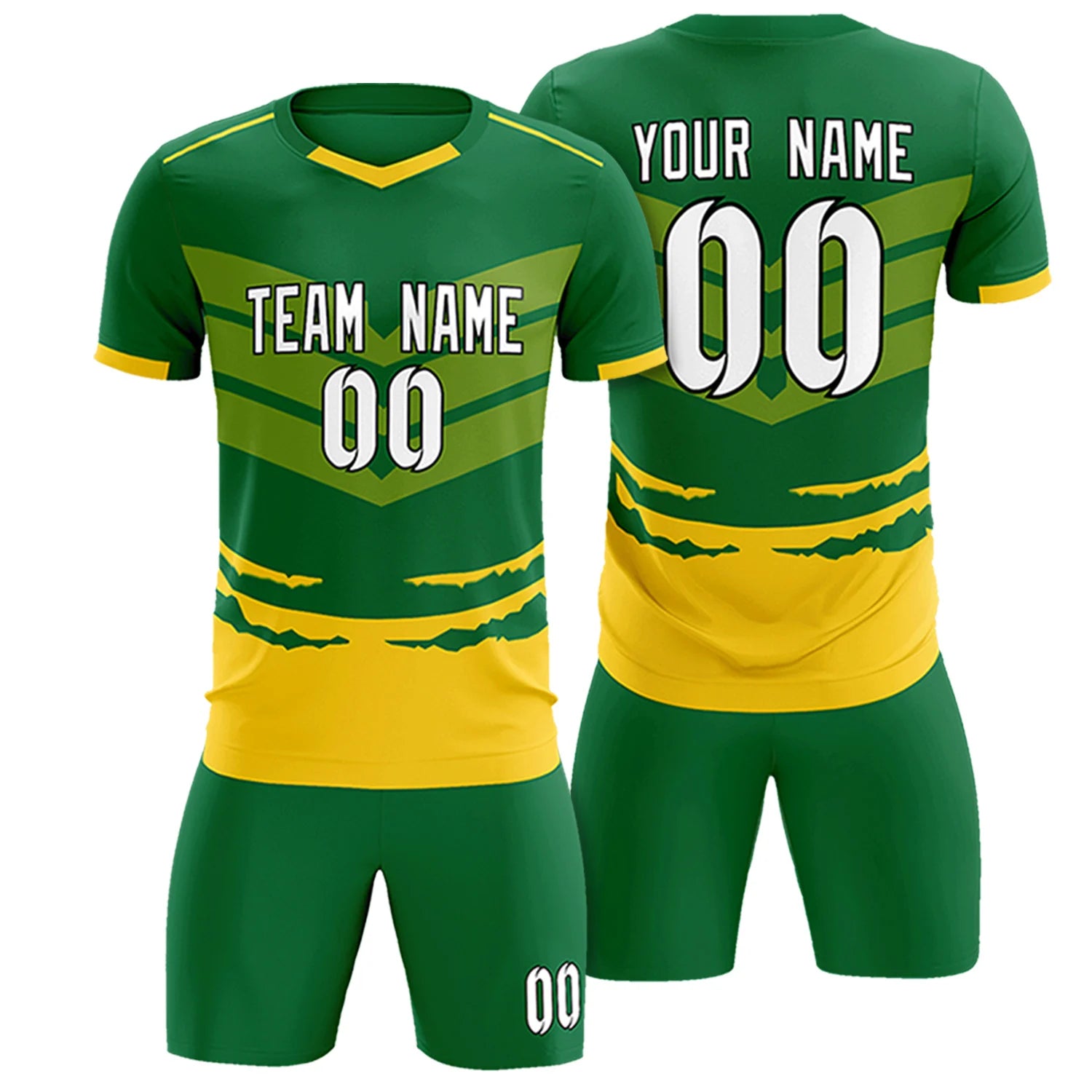 Custom Kelly Green Gold01 Men Uniform Soccer Sets Jersey