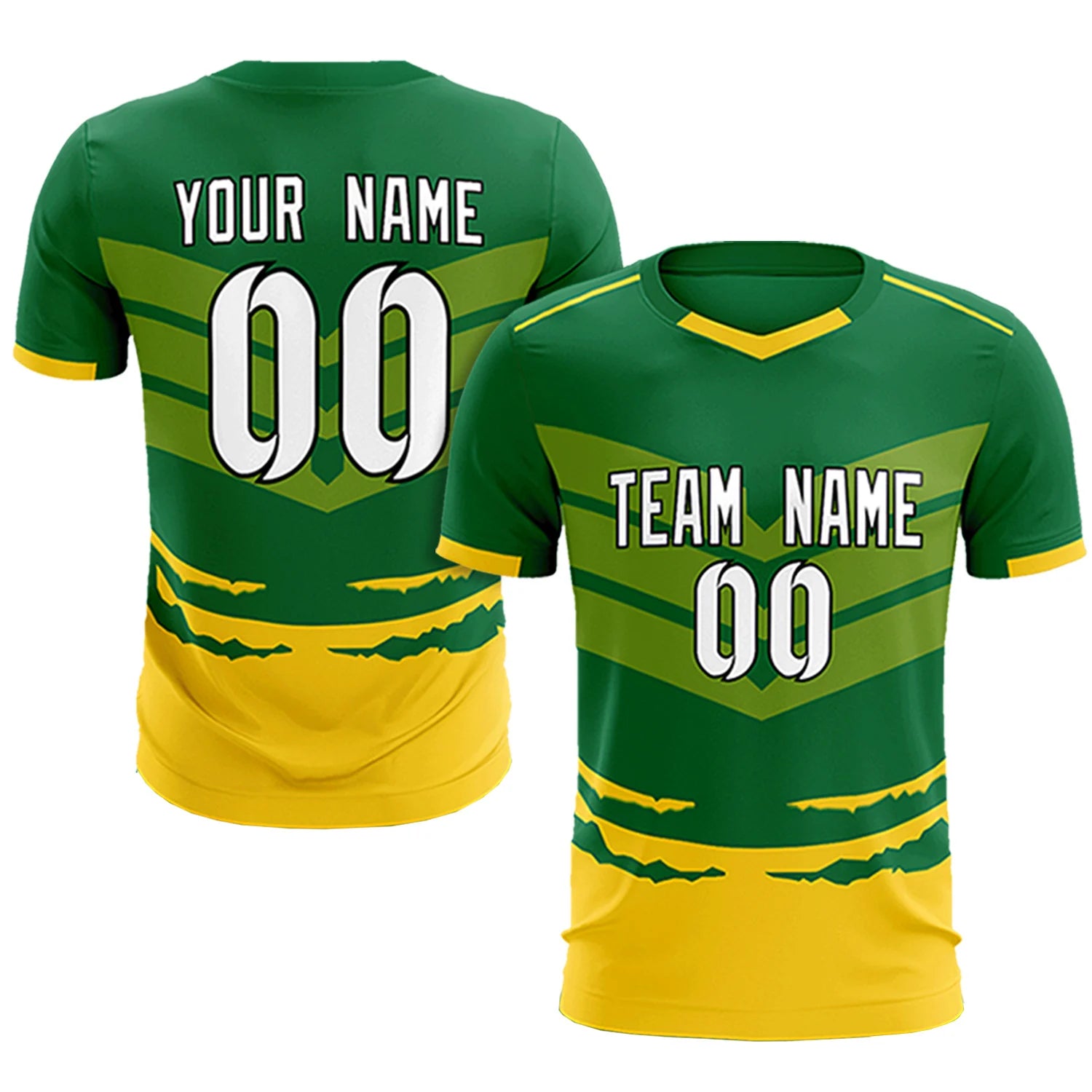 Custom Kelly Green Gold01 Men Uniform Soccer Sets Jersey