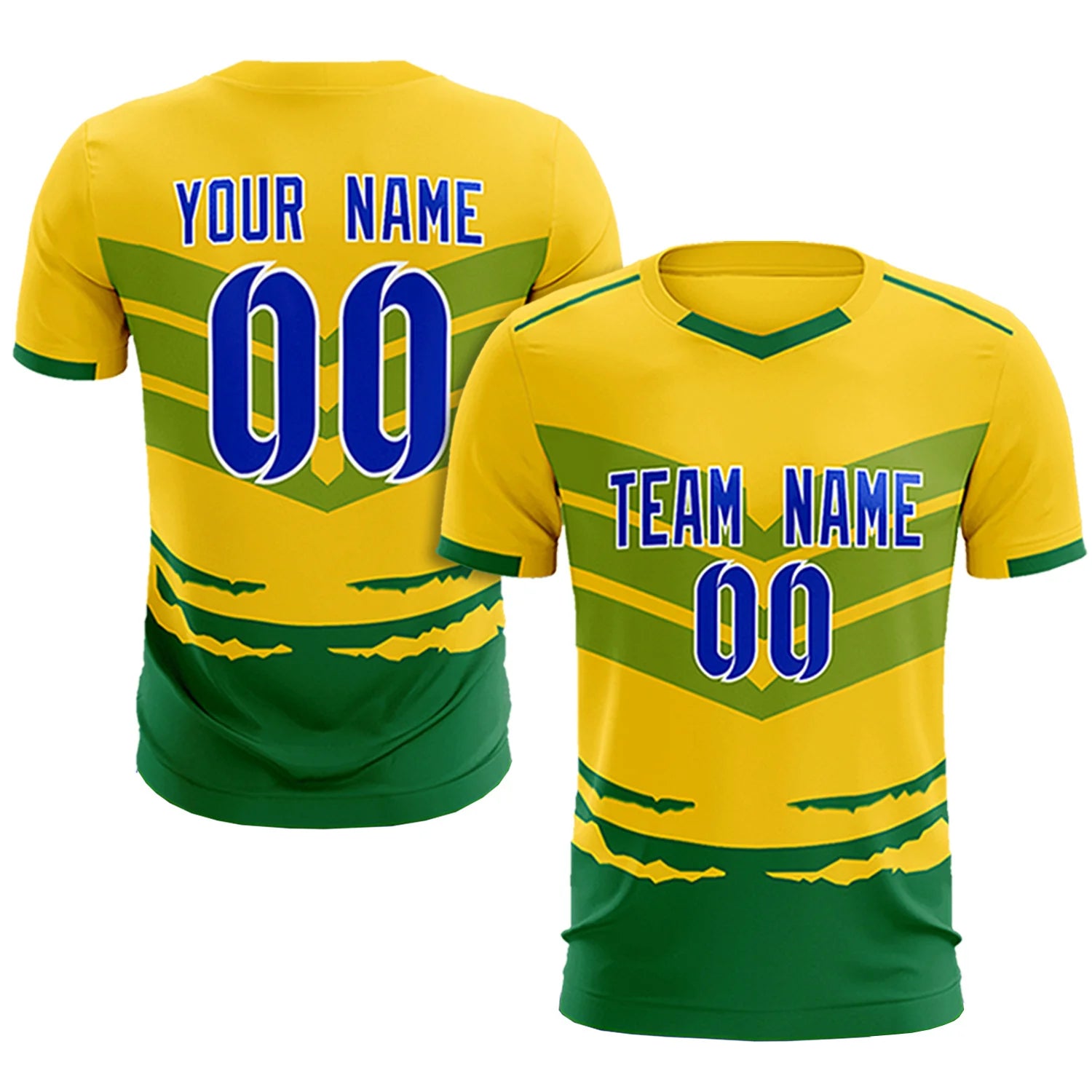 Custom Gold01 Kelly Green Men Uniform Soccer Sets Jersey