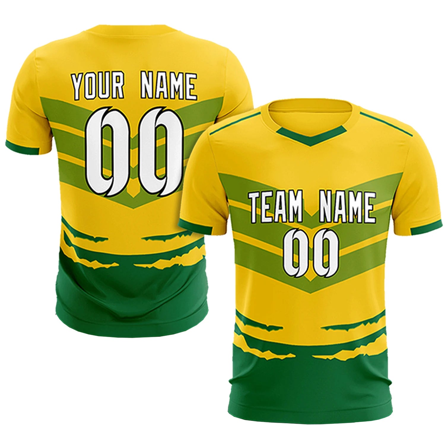 Custom Gold01 Kelly Green Men Uniform Soccer Sets Jersey