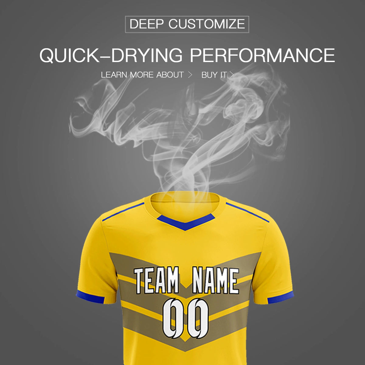 Custom Gold01 Royal Blue Men Uniform Soccer Sets Jersey
