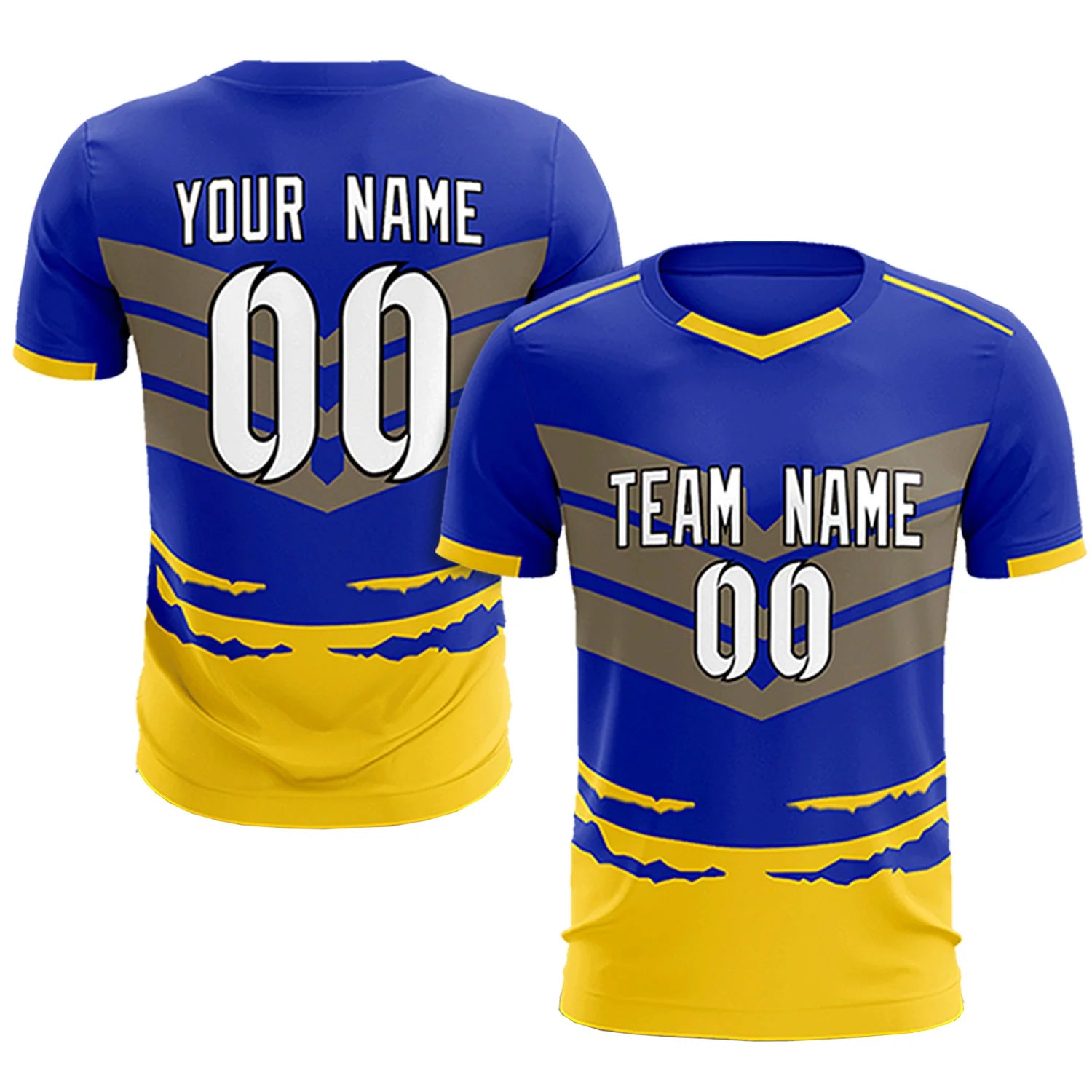 Custom Royal Blue Gold01 Men Uniform Soccer Sets Jersey