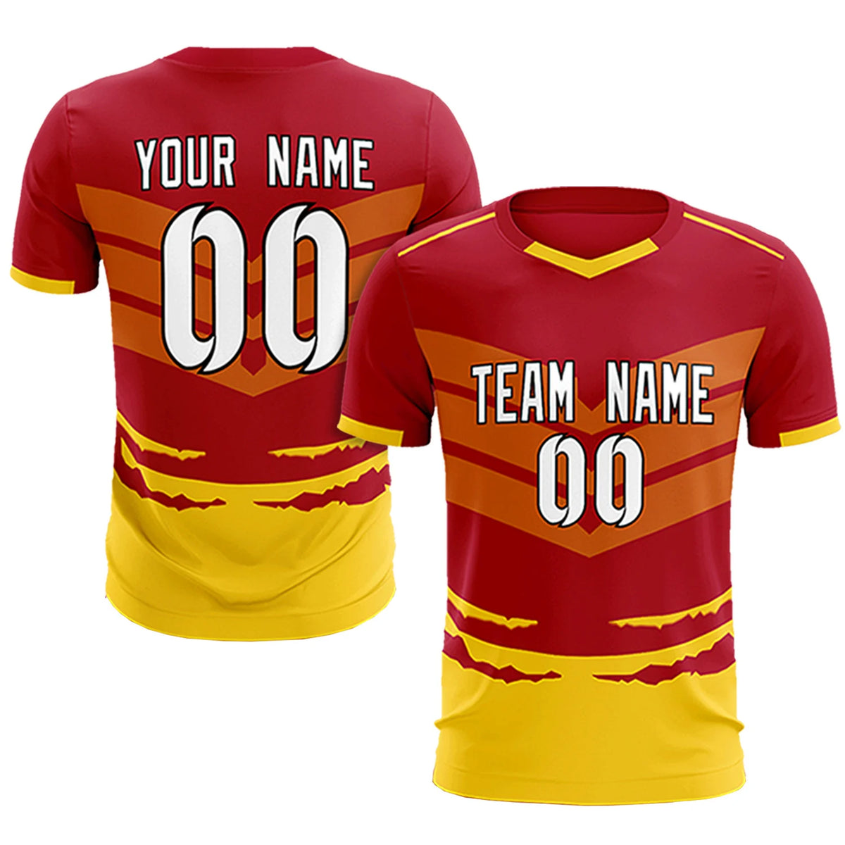 Custom Red Gold01 Men Uniform Soccer Sets Jersey