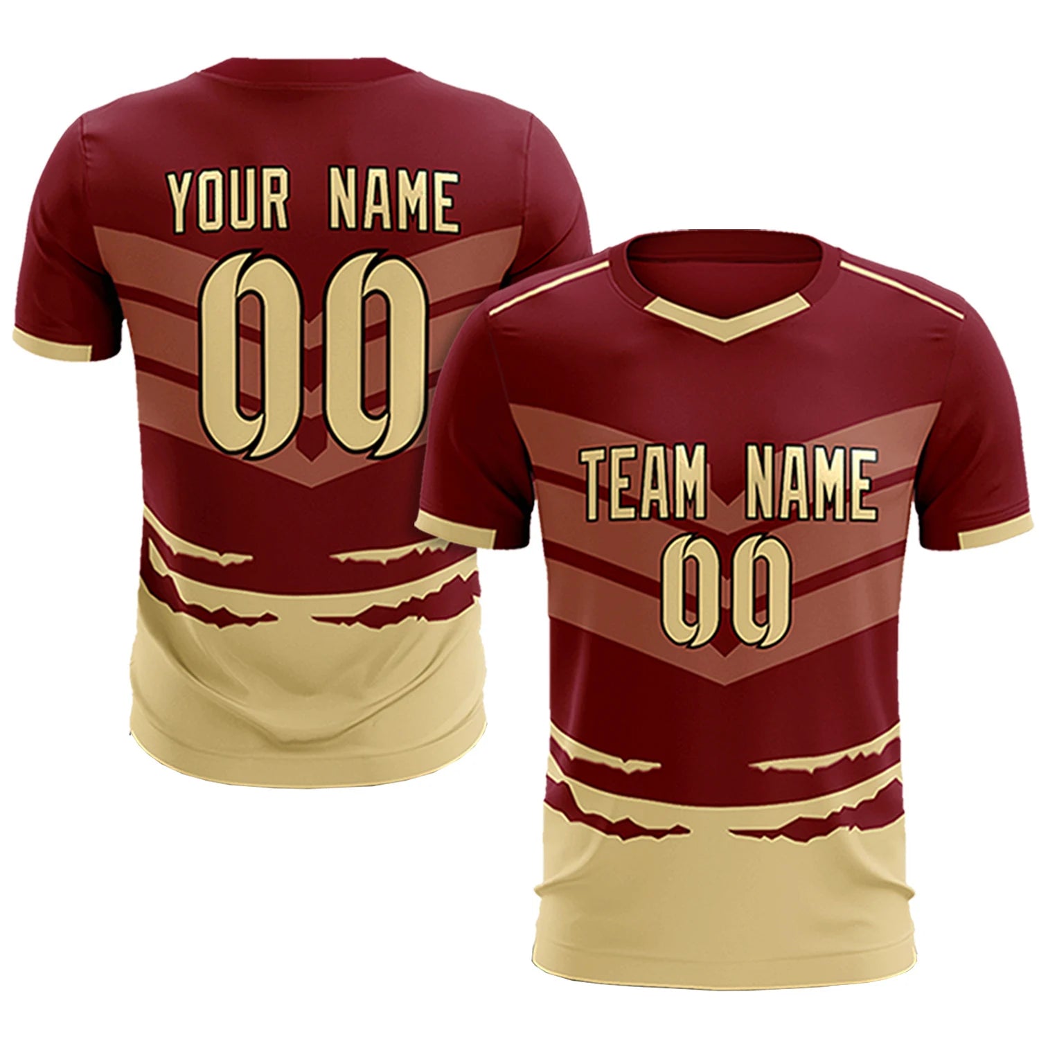 Custom Crimson Khaki Men Uniform Soccer Sets Jersey
