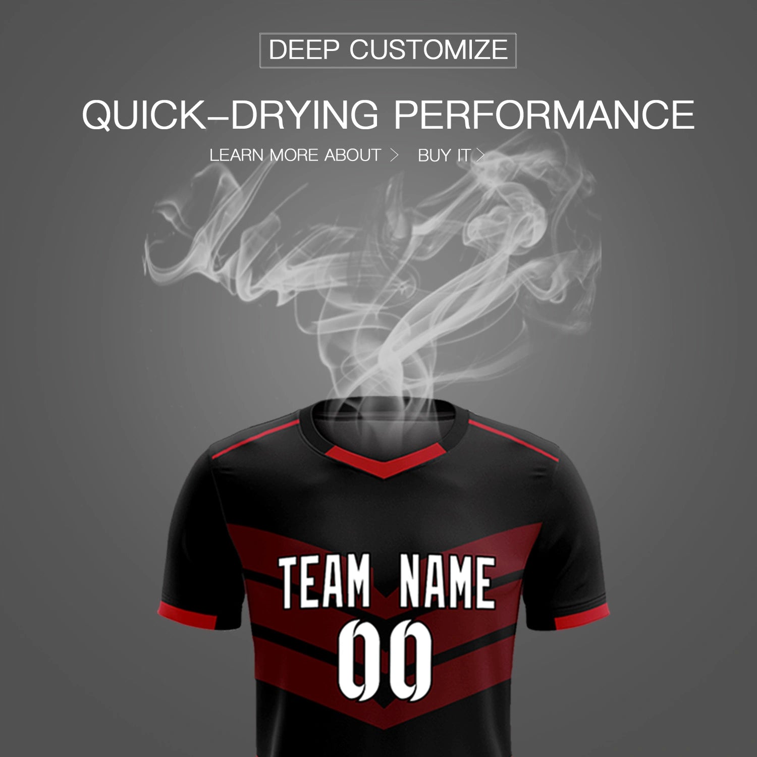 Custom Black Red Men Uniform Soccer Sets Jersey