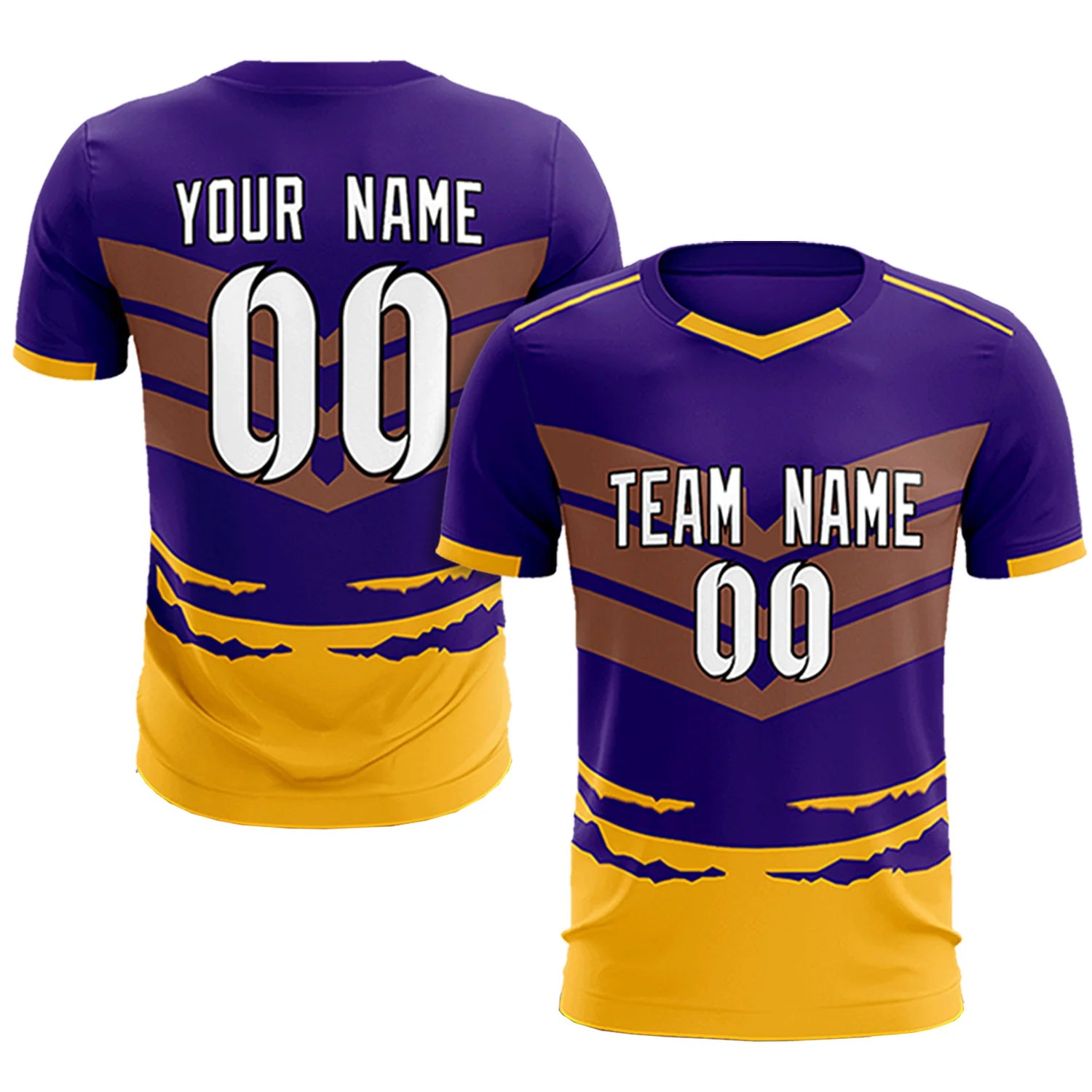 Custom Purple Yellow Men Uniform Soccer Sets Jersey