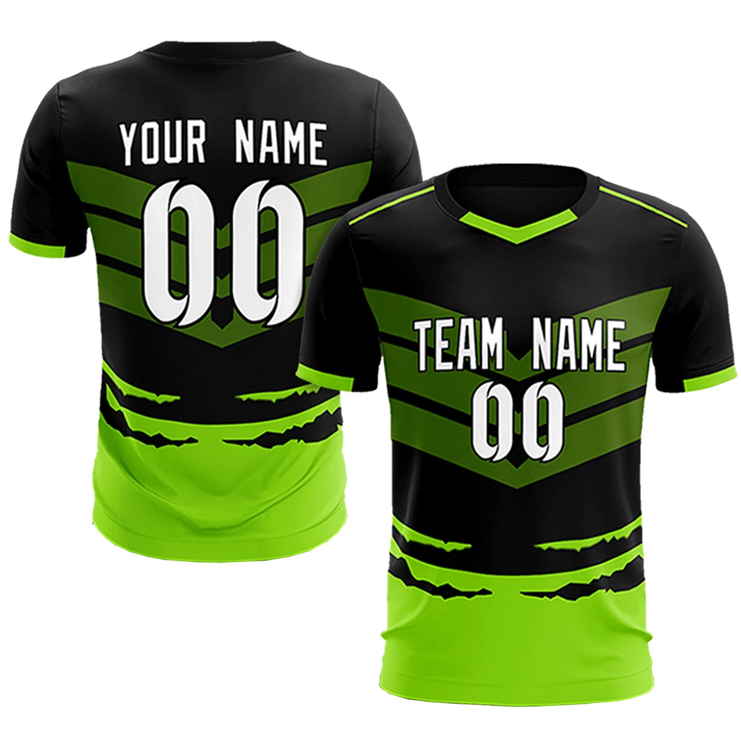 Custom Black Neon Green Men Uniform Soccer Sets Jersey