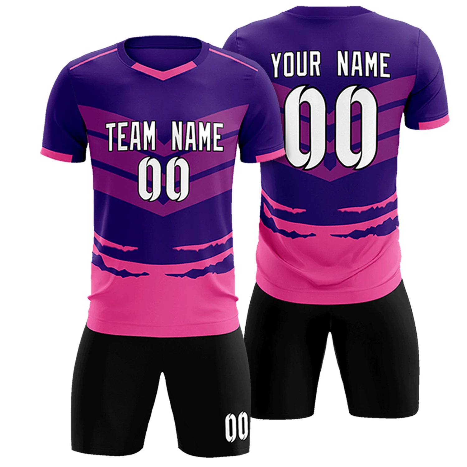 Custom Purple Pink Men Uniform Soccer Sets Jersey