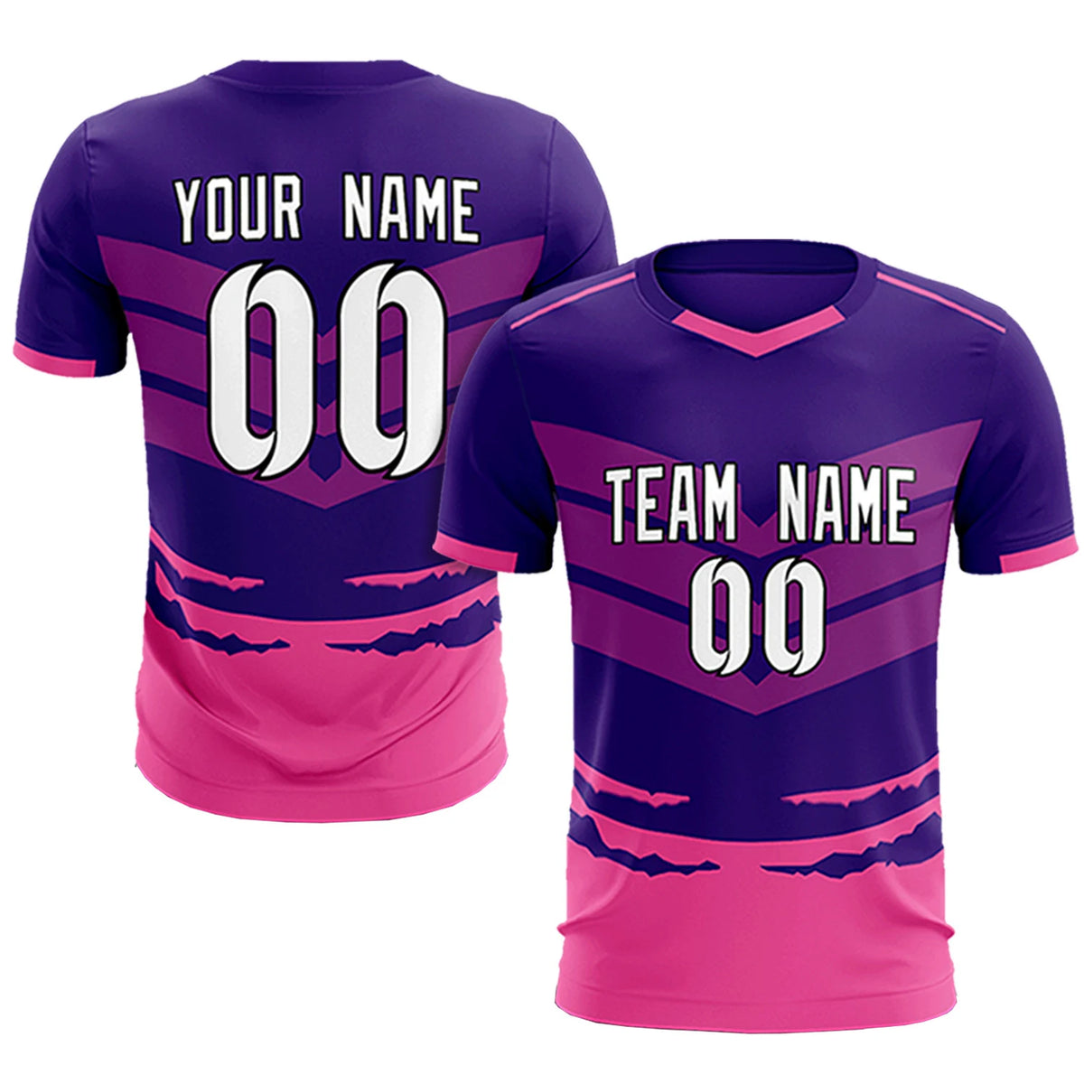 Custom Purple Pink Men Uniform Soccer Sets Jersey