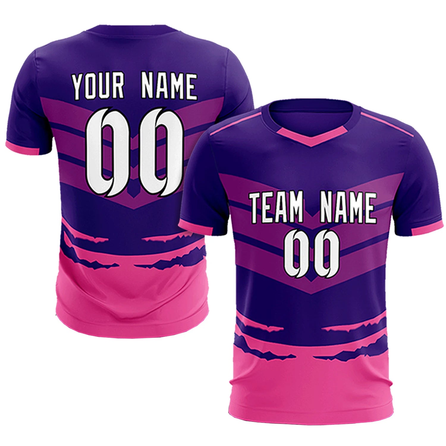 Custom Purple Pink Men Uniform Soccer Sets Jersey