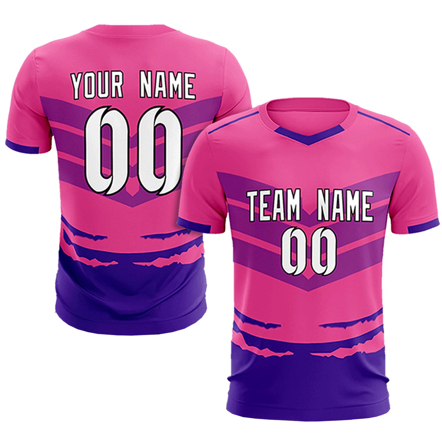 Custom Pink Purple Men Uniform Soccer Sets Jersey