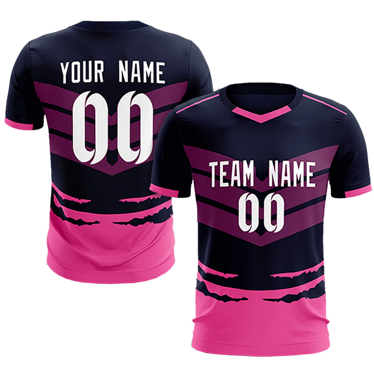 Custom Navy Pink Men Uniform Soccer Sets Jersey