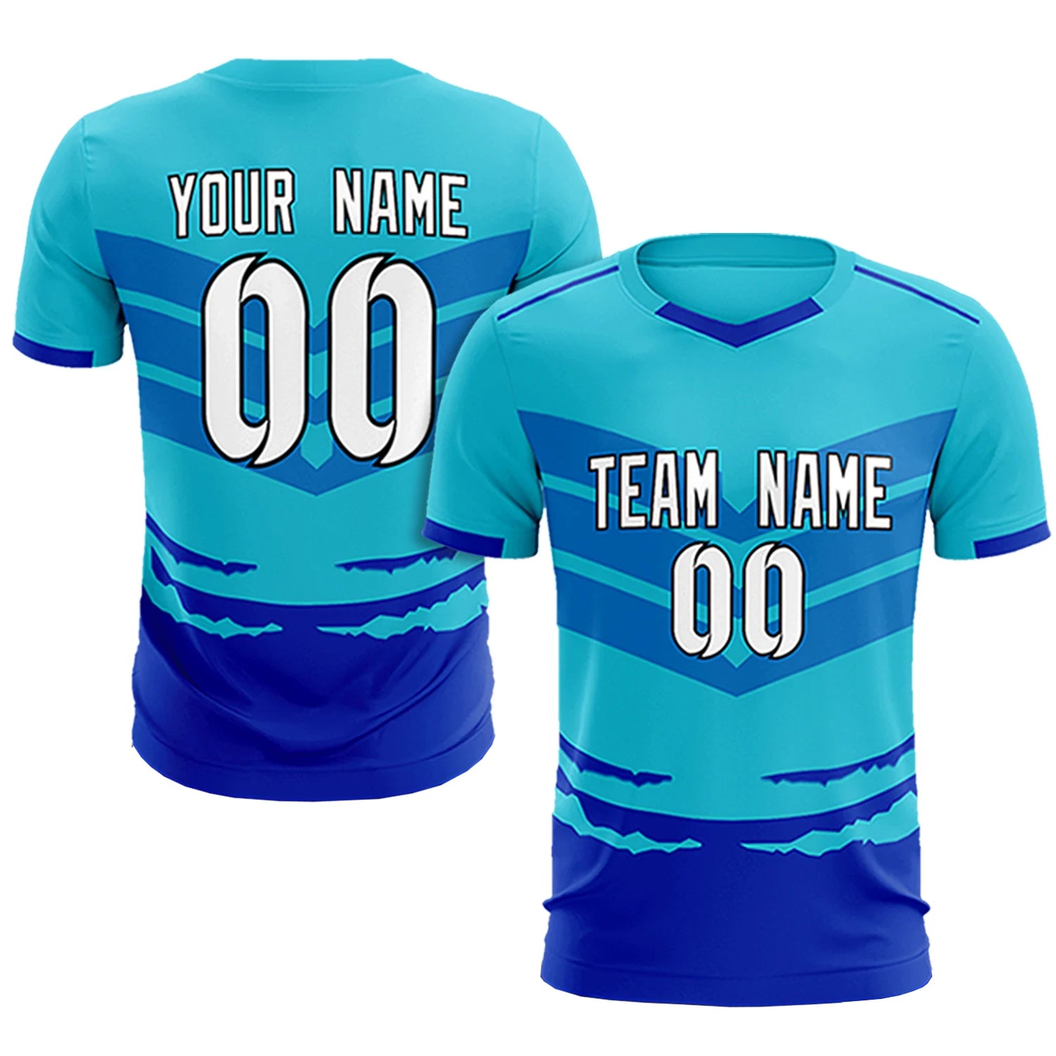 Custom Sky Blue Royal Blue Men Uniform Soccer Sets Jersey