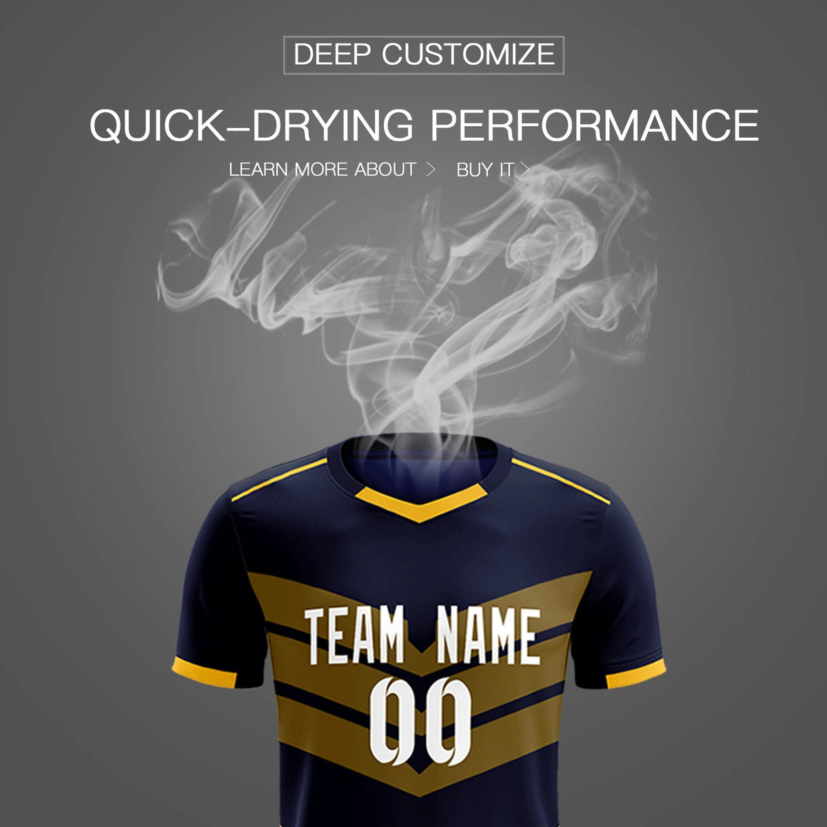 Custom Navy Gold01 Men Uniform Soccer Sets Jersey
