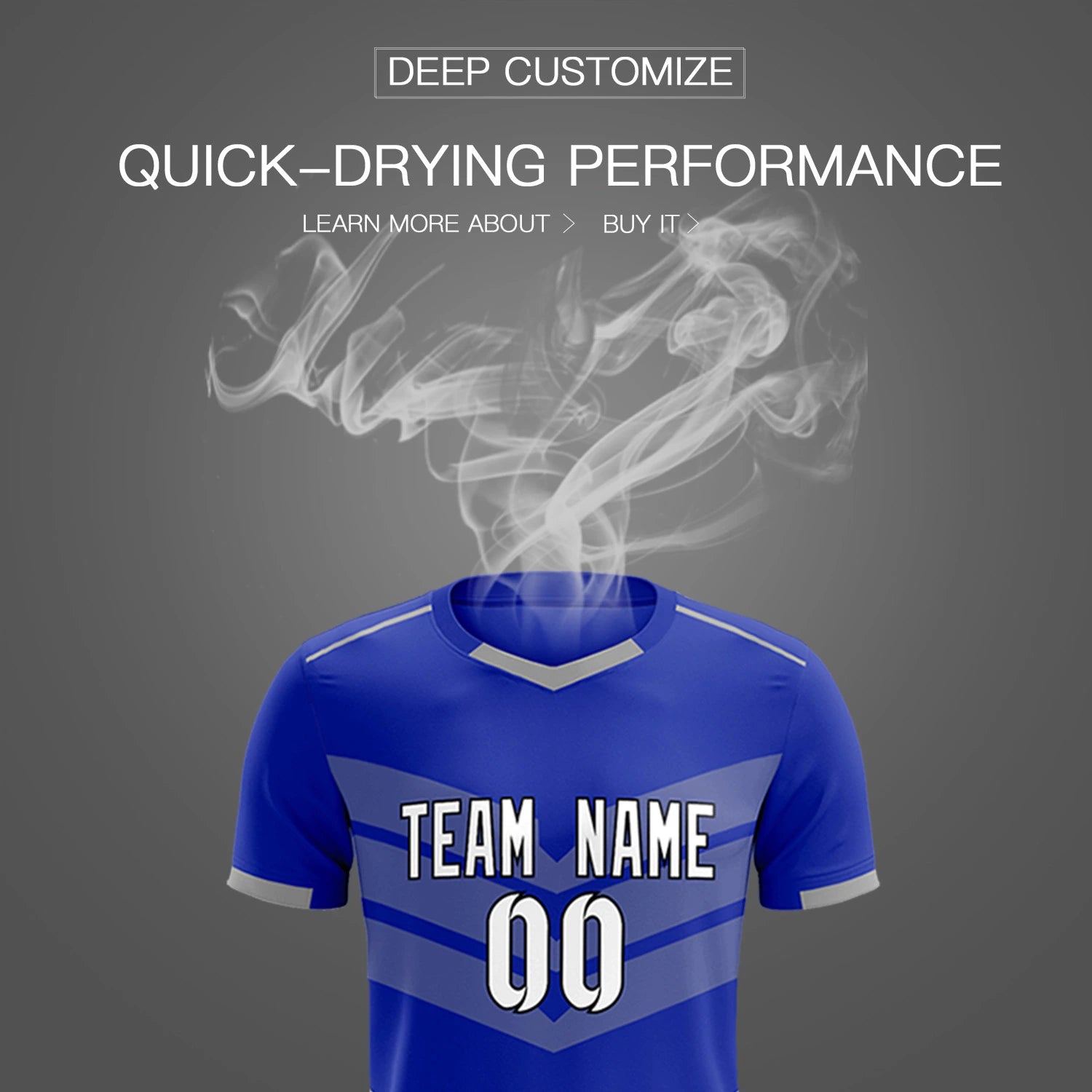 Custom Royal Blue Gray Men Uniform Soccer Sets Jersey