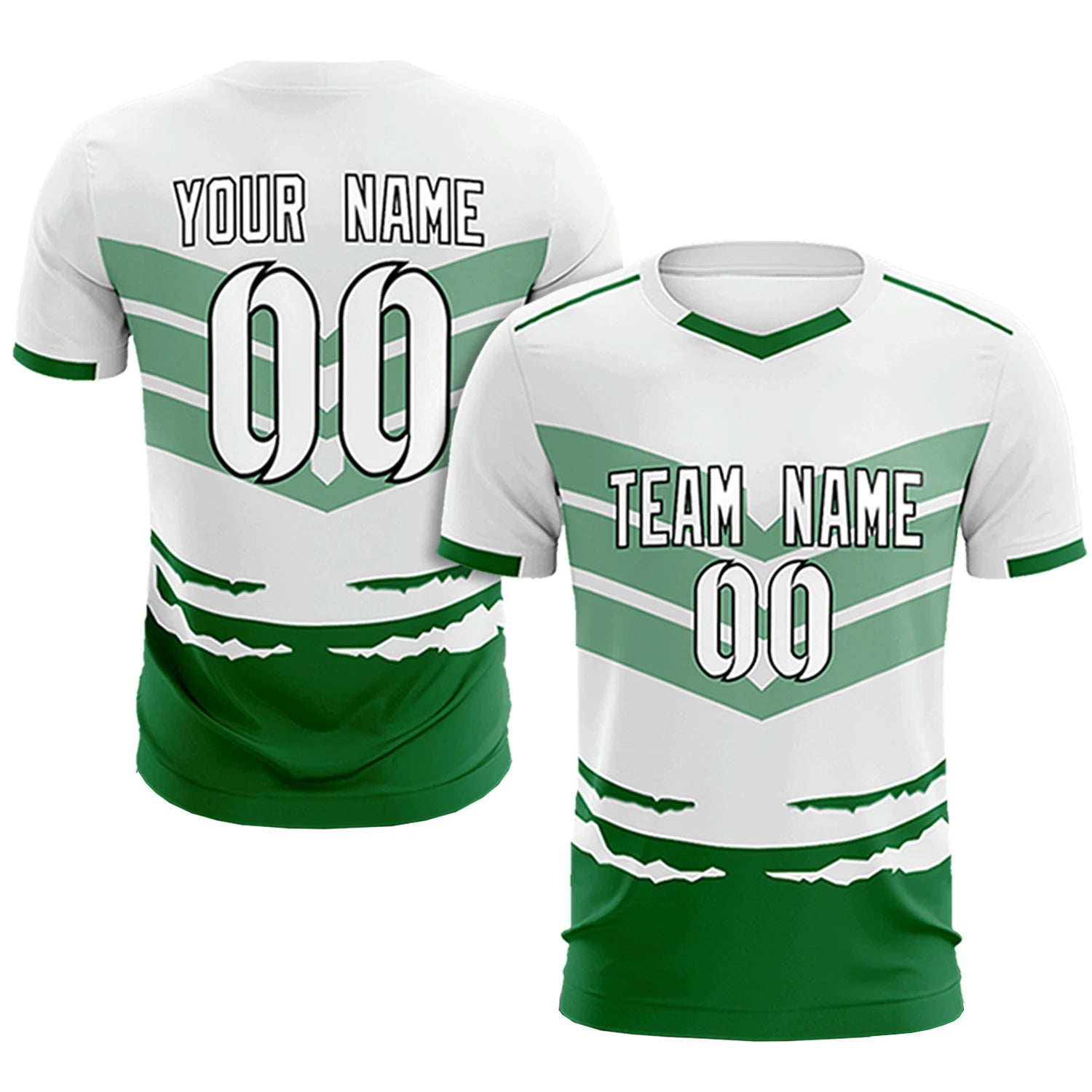 Custom White Kelly Green Men Uniform Soccer Sets Jersey
