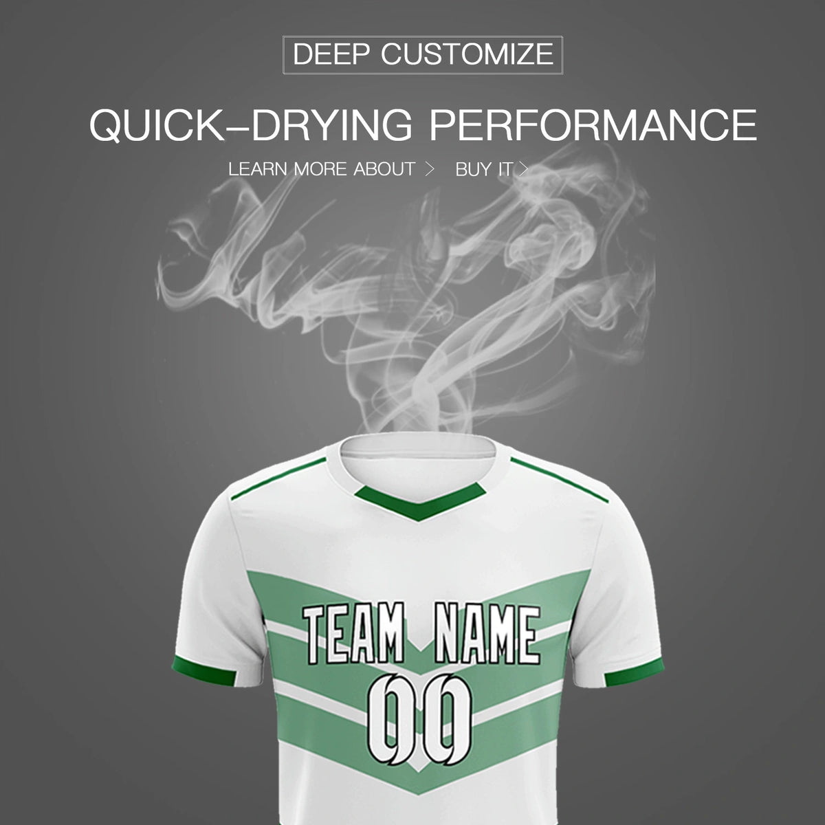 Custom White Kelly Green Men Uniform Soccer Sets Jersey