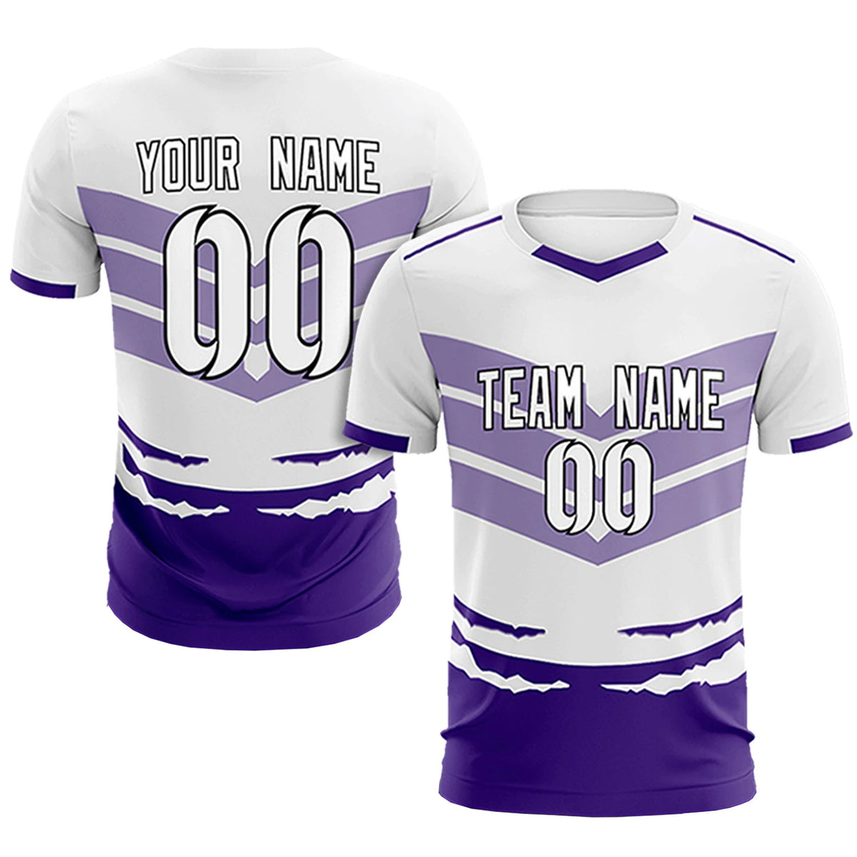 Custom White Purple Men Uniform Soccer Sets Jersey