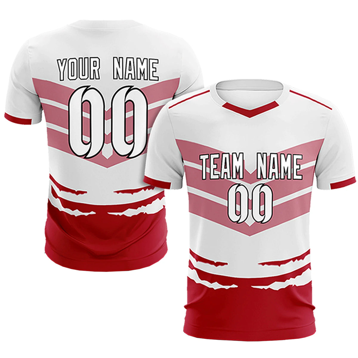 Custom White Red Men Uniform Soccer Sets Jersey