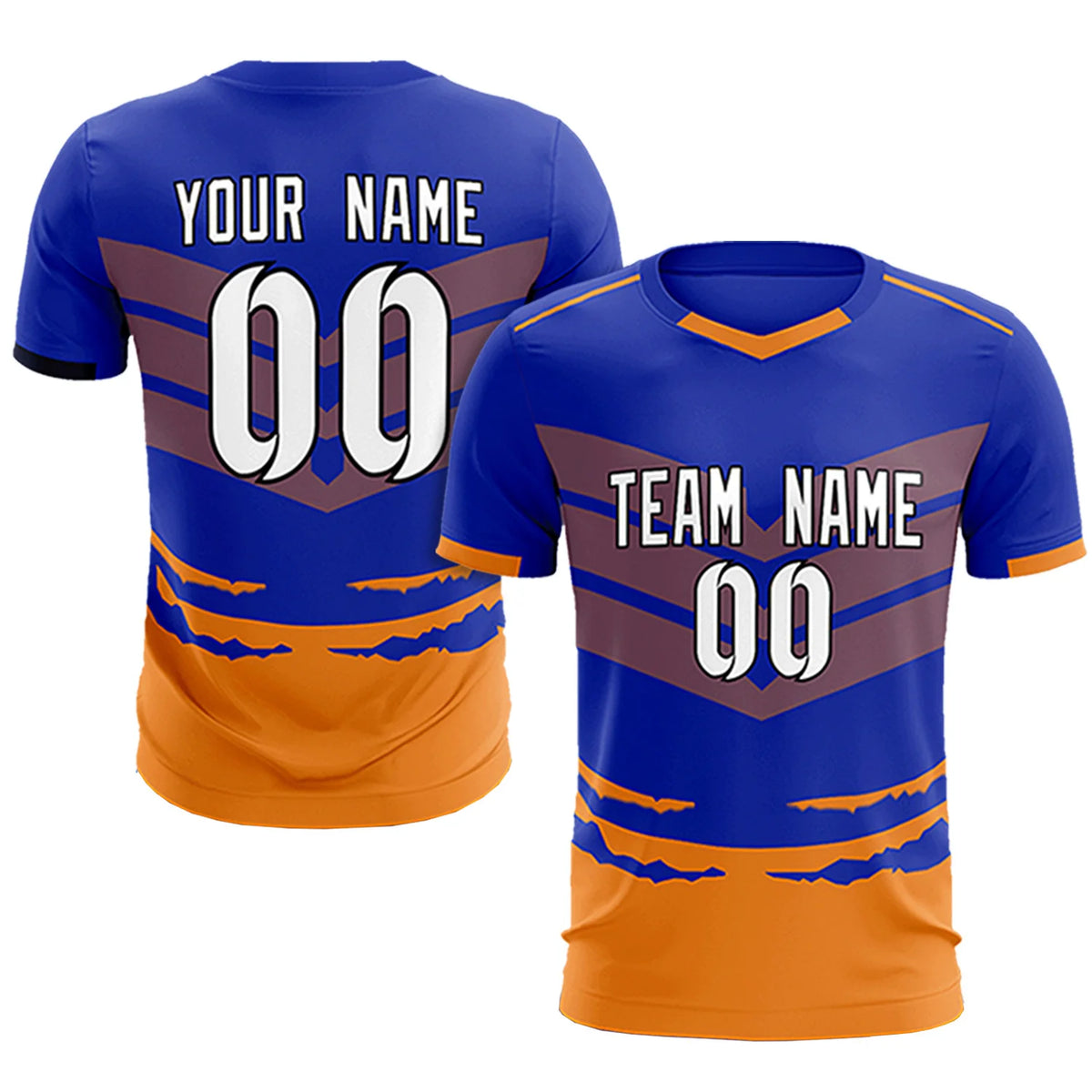 Custom Royal Blue Orange Men Uniform Soccer Sets Jersey