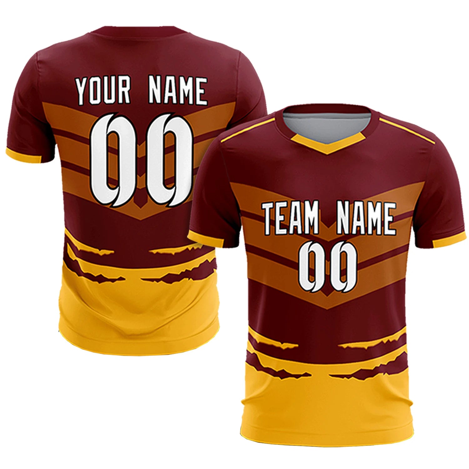 Custom Crimson Yellow Men Uniform Soccer Sets Jersey