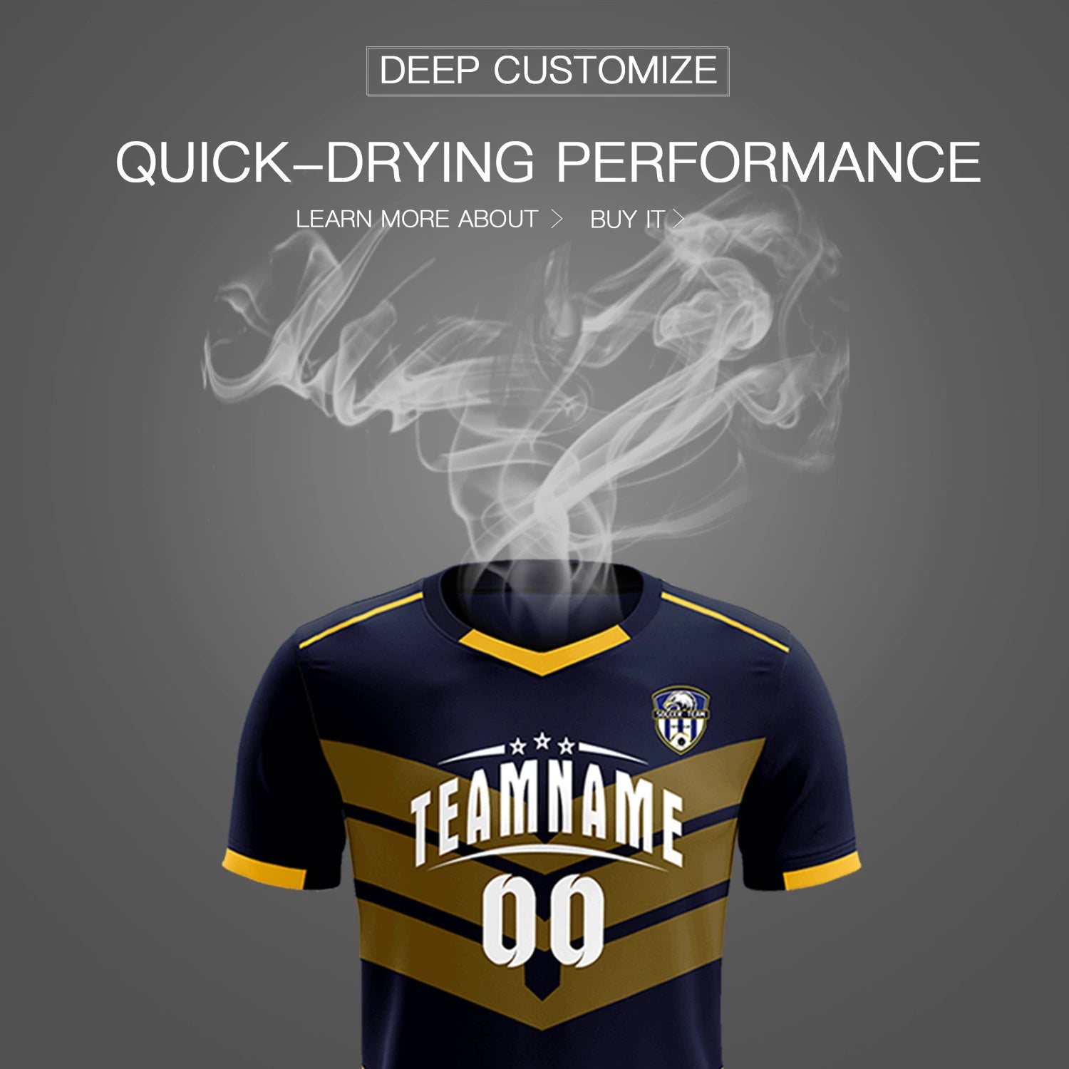 Custom Navy Yellow Men Uniform Soccer Sets Jersey