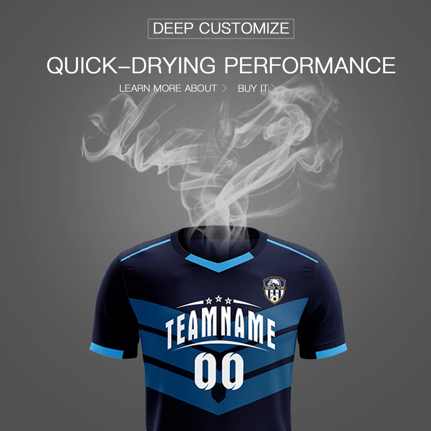 Custom Navy Powder Blue Men Uniform Soccer Sets Jersey