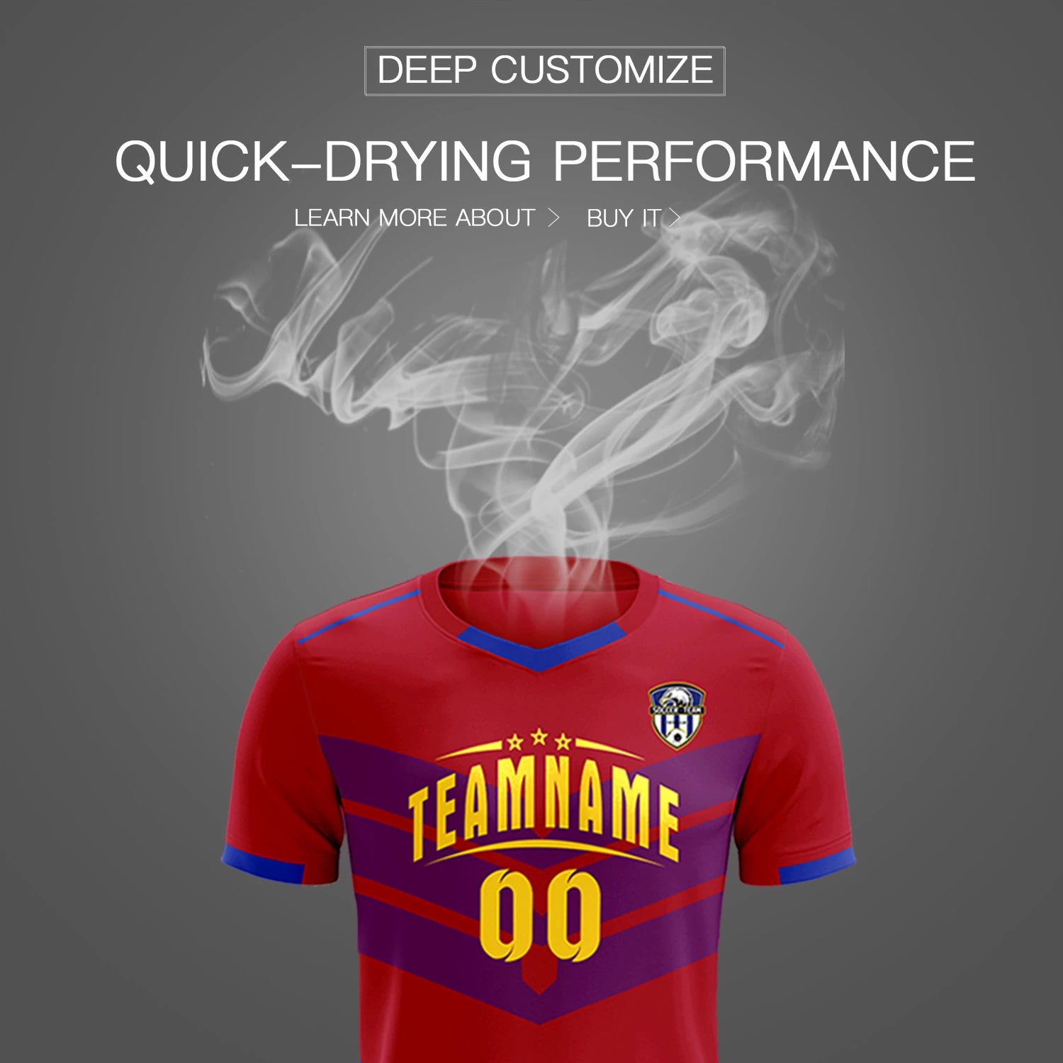 Custom Red Royal Blue Men Uniform Soccer Sets Jersey
