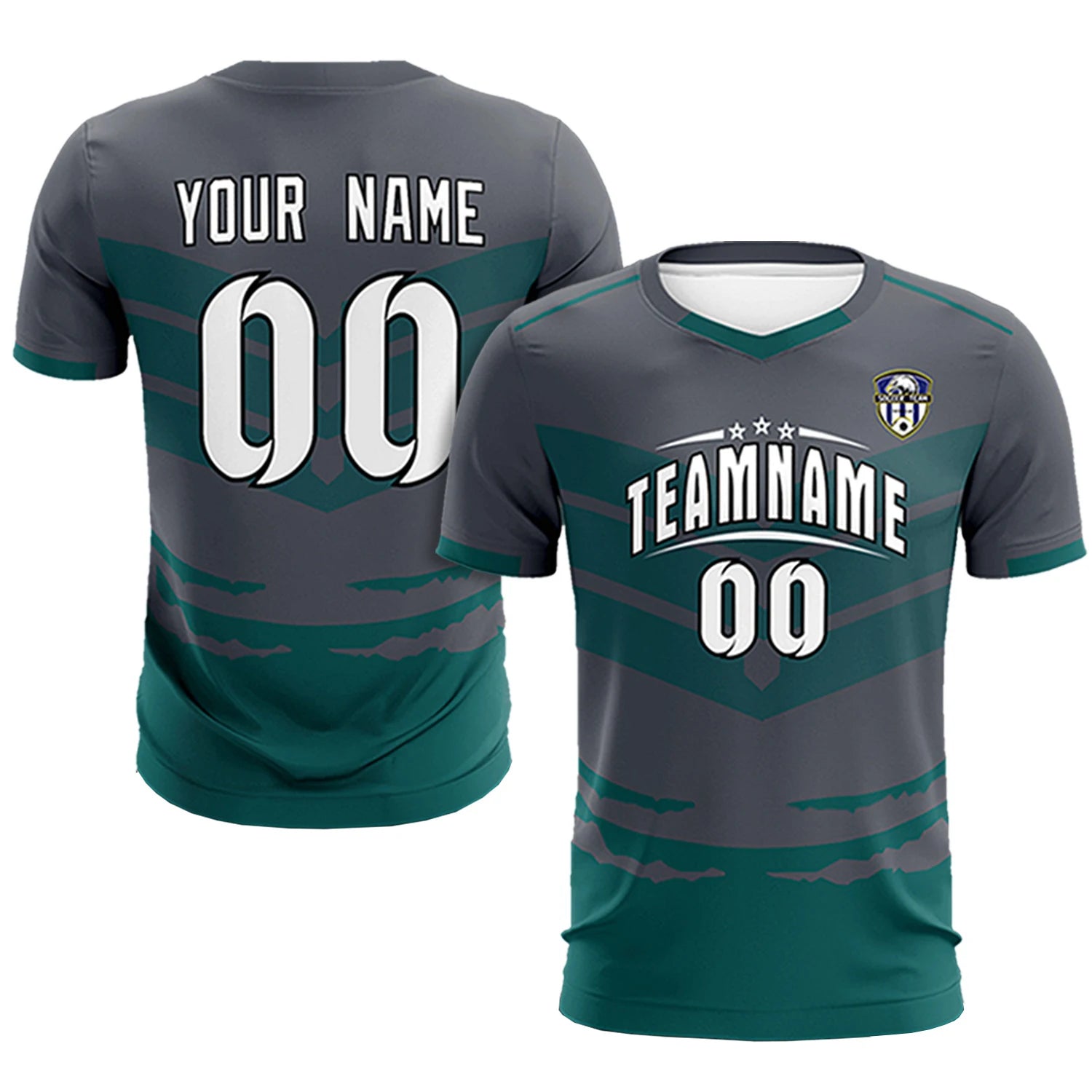 Custom Dark Gray Midnight Green Men Uniform Soccer Sets Jersey