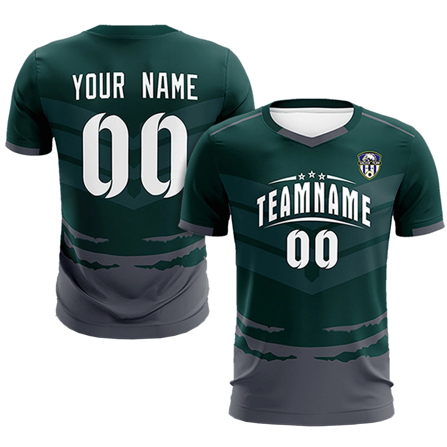 Custom Midnight Green Dark Gray Men Uniform Soccer Sets Jersey