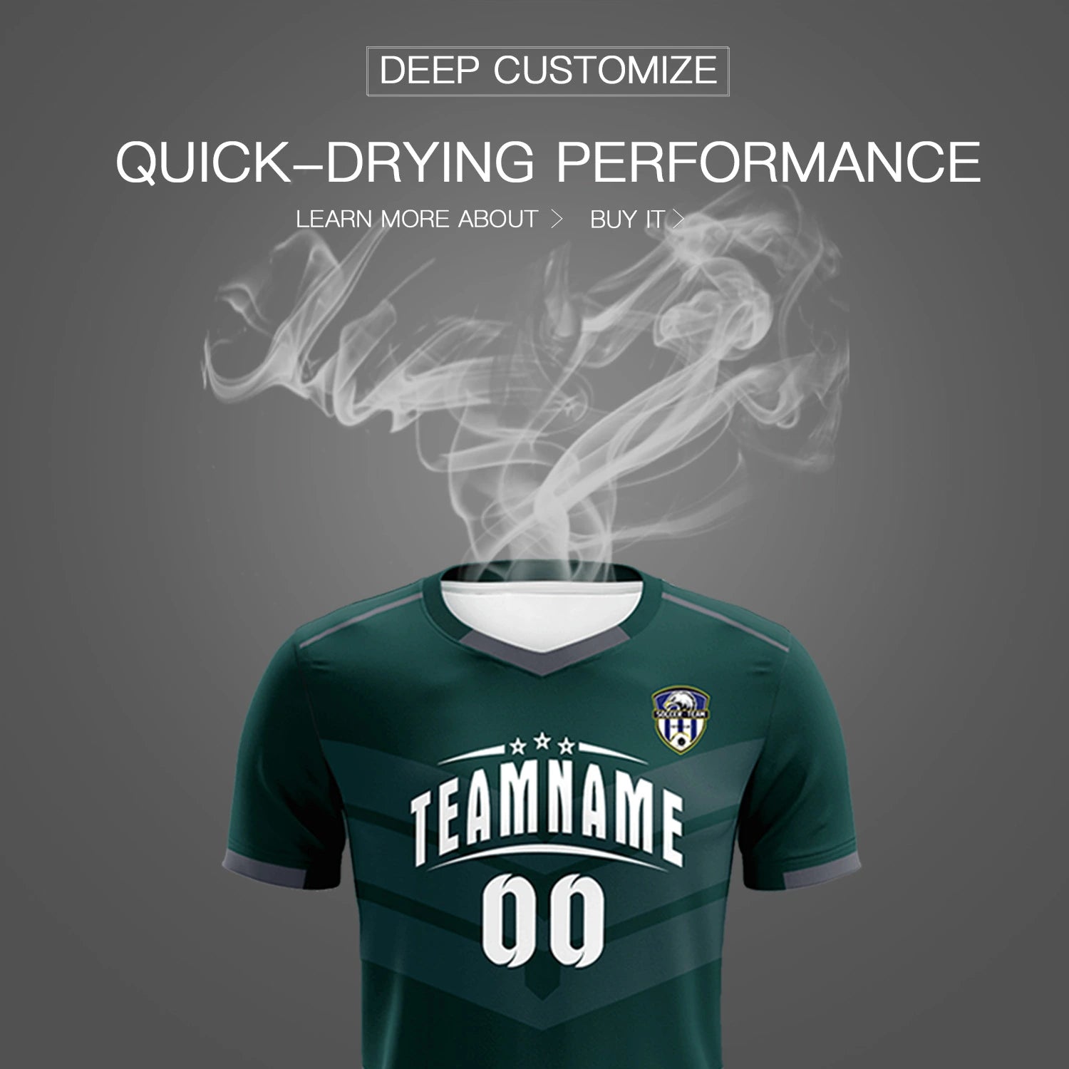 Custom Midnight Green Dark Gray Men Uniform Soccer Sets Jersey