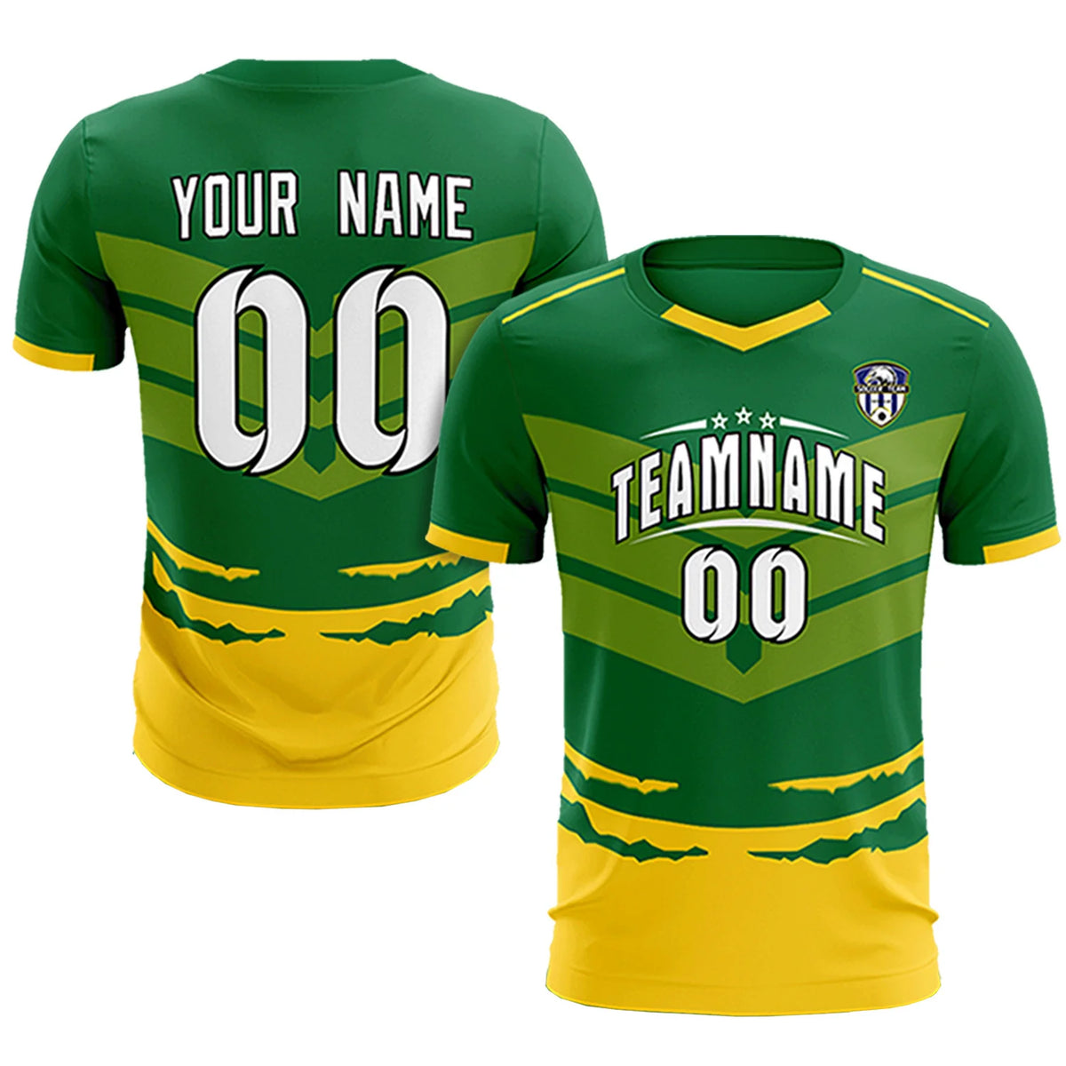 Custom Kelly Green Gold01 Men Uniform Soccer Sets Jersey