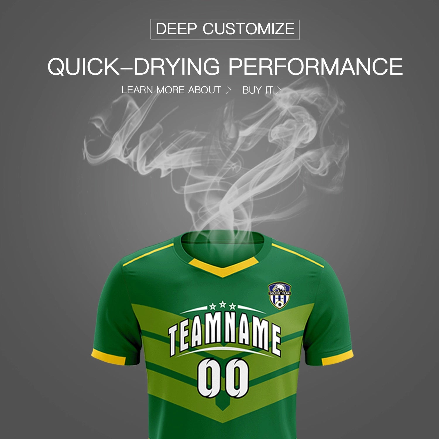 Custom Kelly Green Gold01 Men Uniform Soccer Sets Jersey