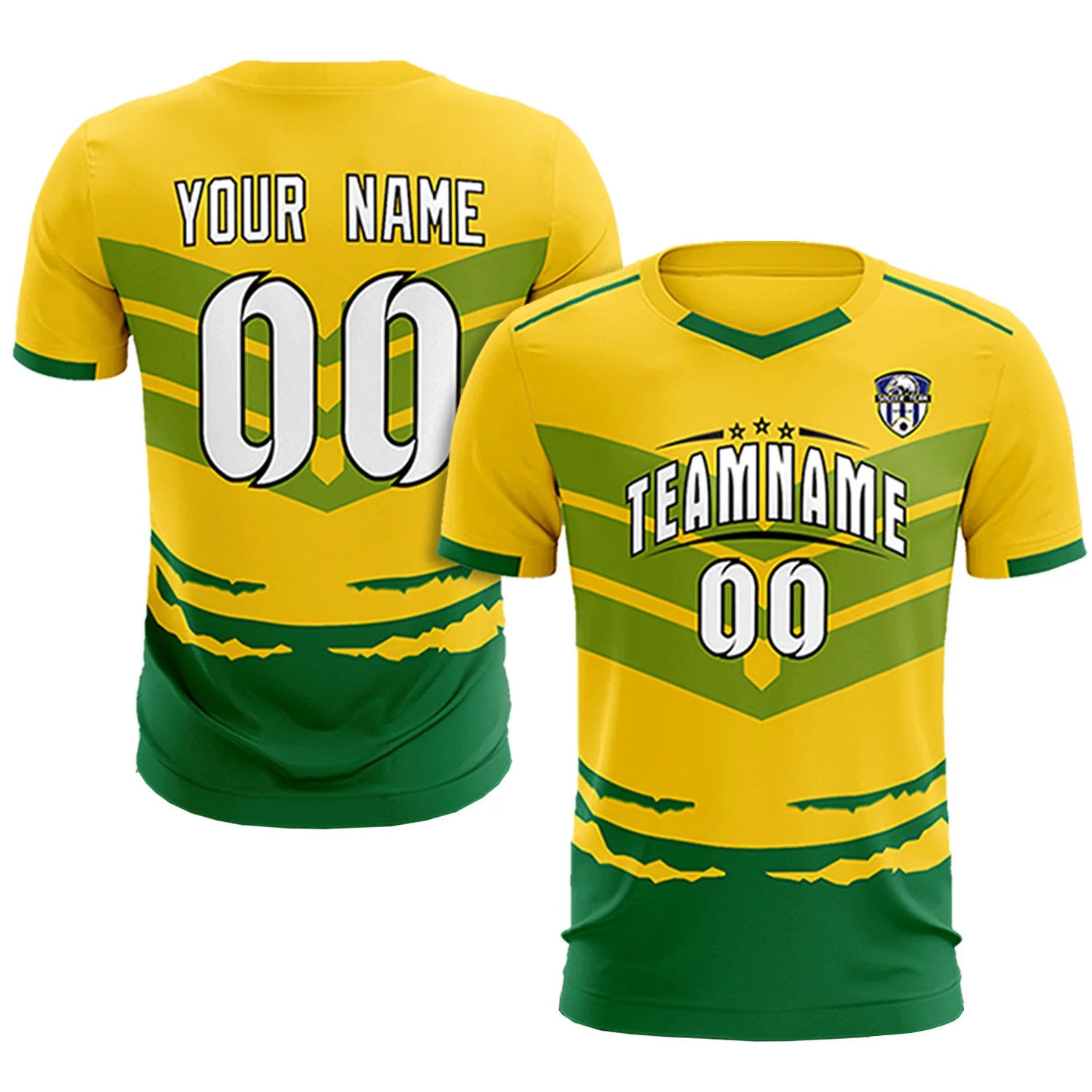 Custom Gold01 Kelly Green Men Uniform Soccer Sets Jersey