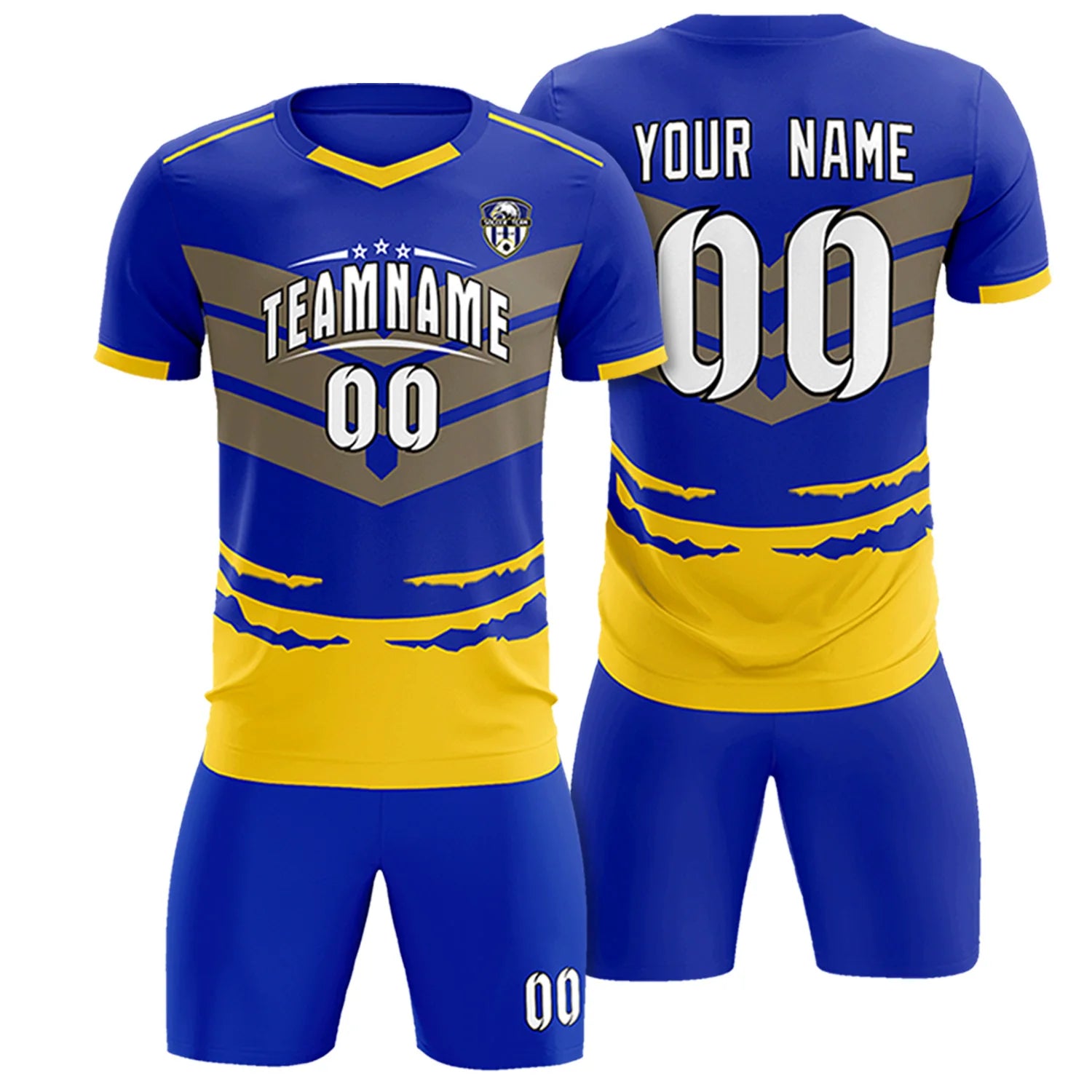 Custom Royal Blue Gold01 Men Uniform Soccer Sets Jersey