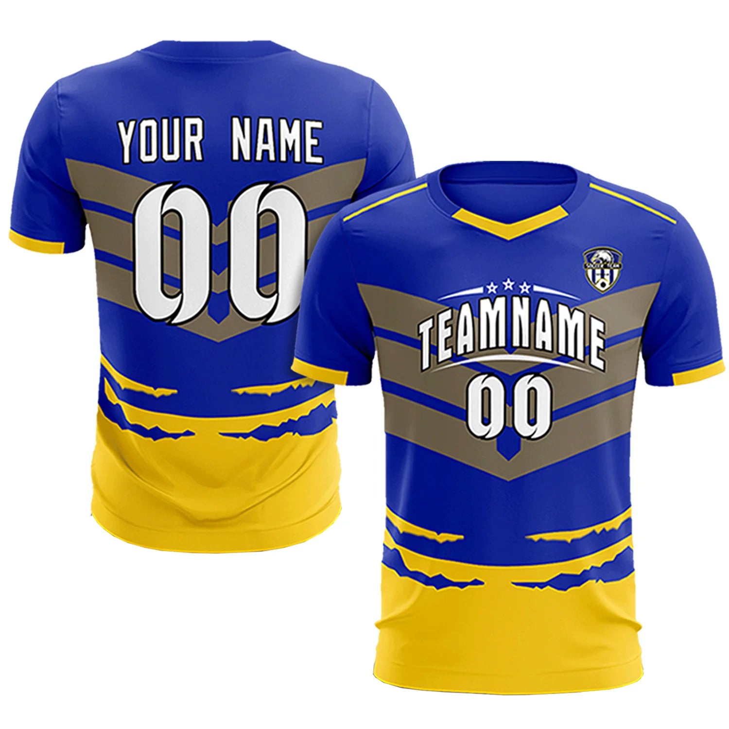 Custom Royal Blue Gold01 Men Uniform Soccer Sets Jersey