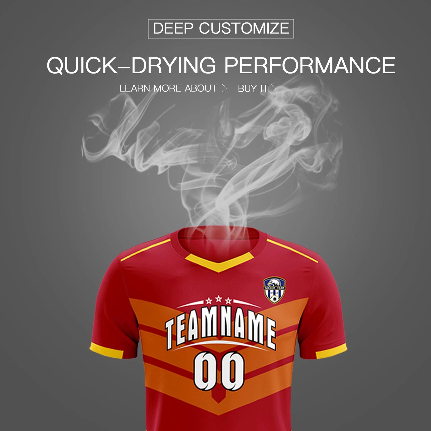 Custom Red Gold01 Men Uniform Soccer Sets Jersey